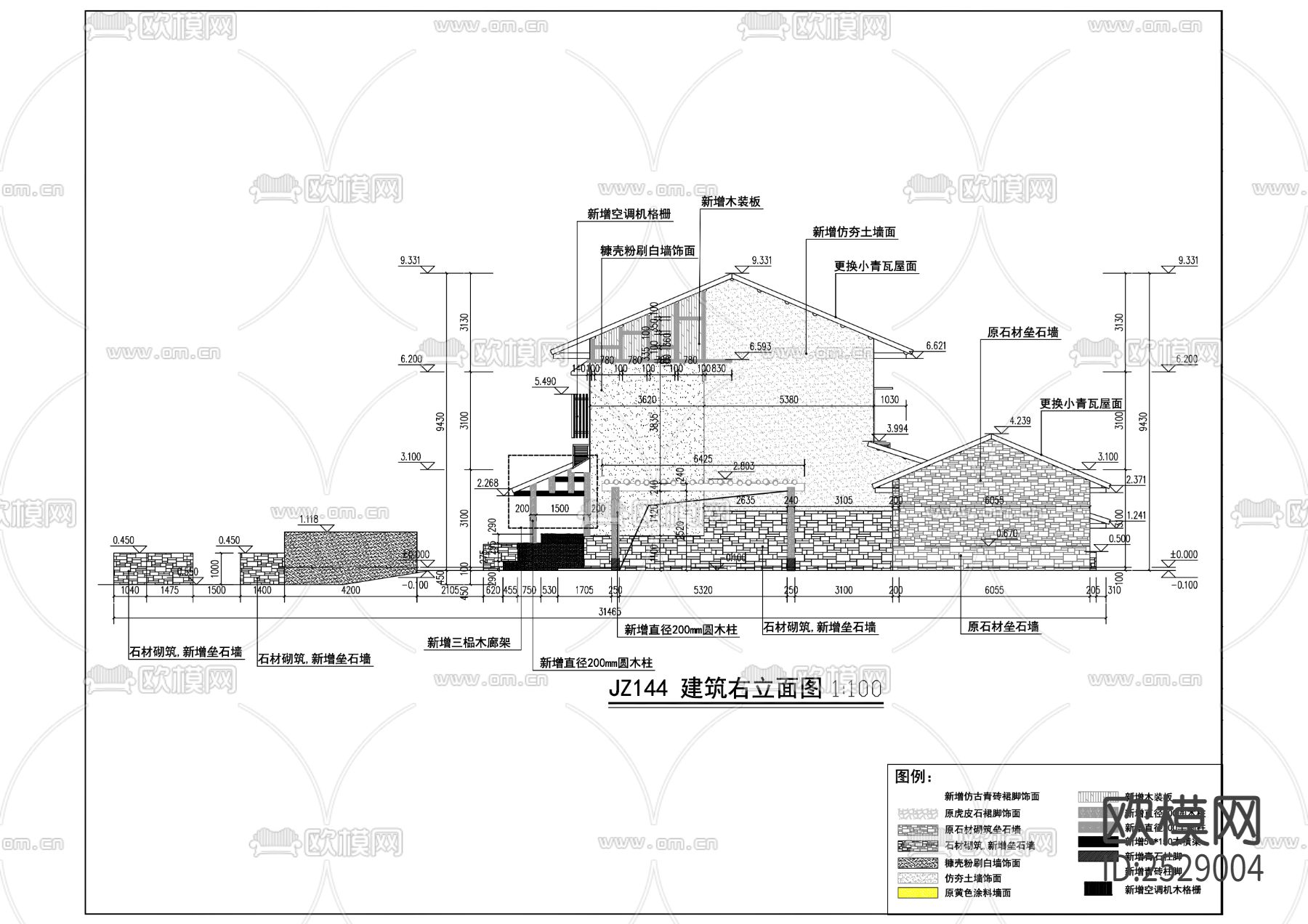 现代自建房CAD施工图下载（渲染图6）
