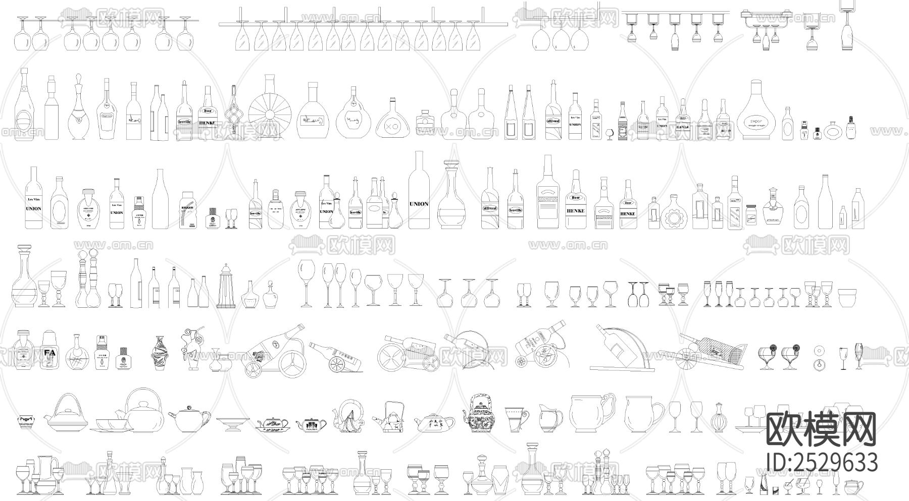 酒瓶酒杯CAD施工图下载（渲染图4）