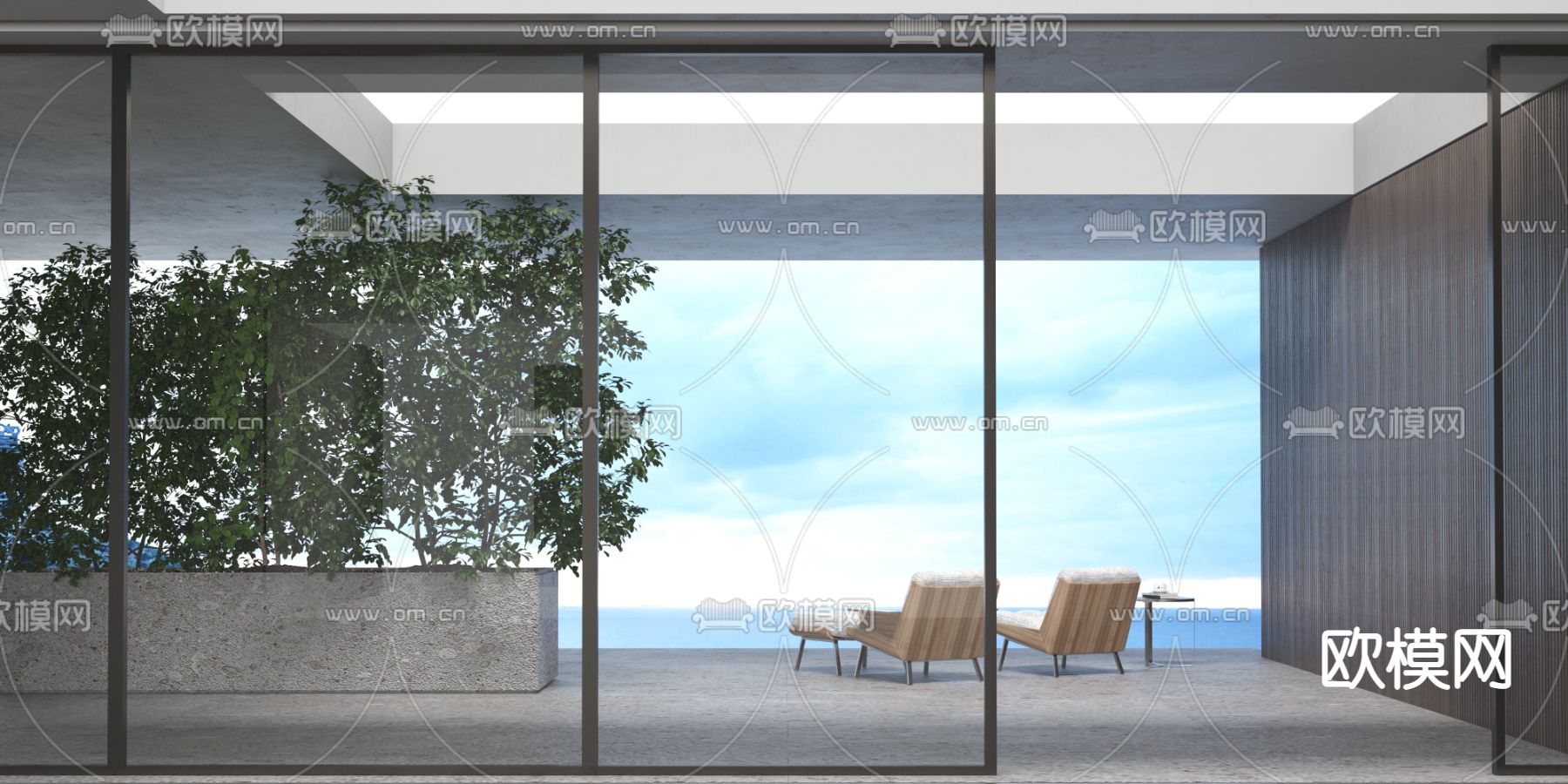 现代玻璃推拉门3d模型