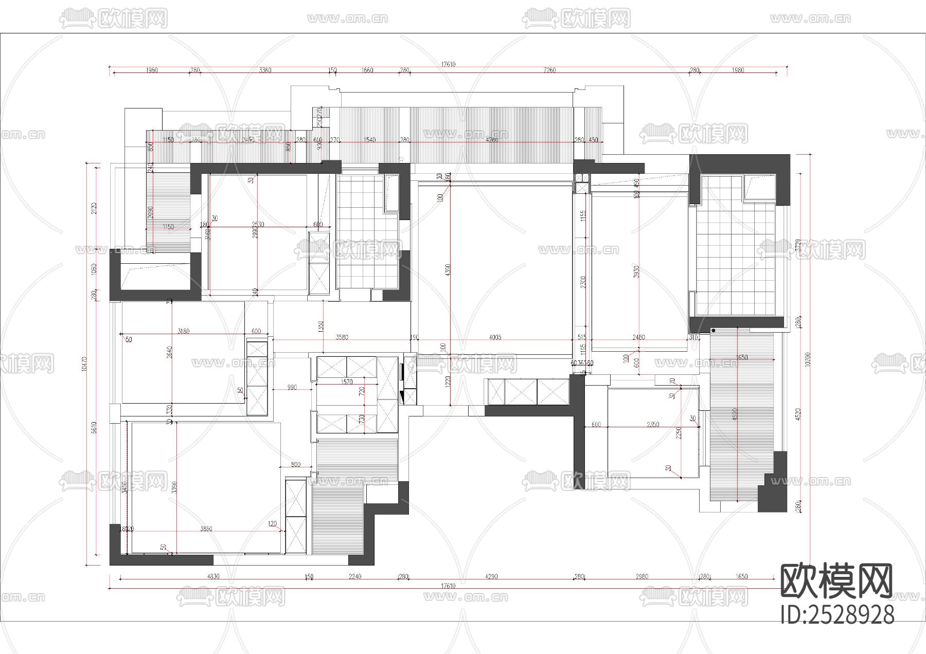 平层CAD施工图下载（渲染图7）