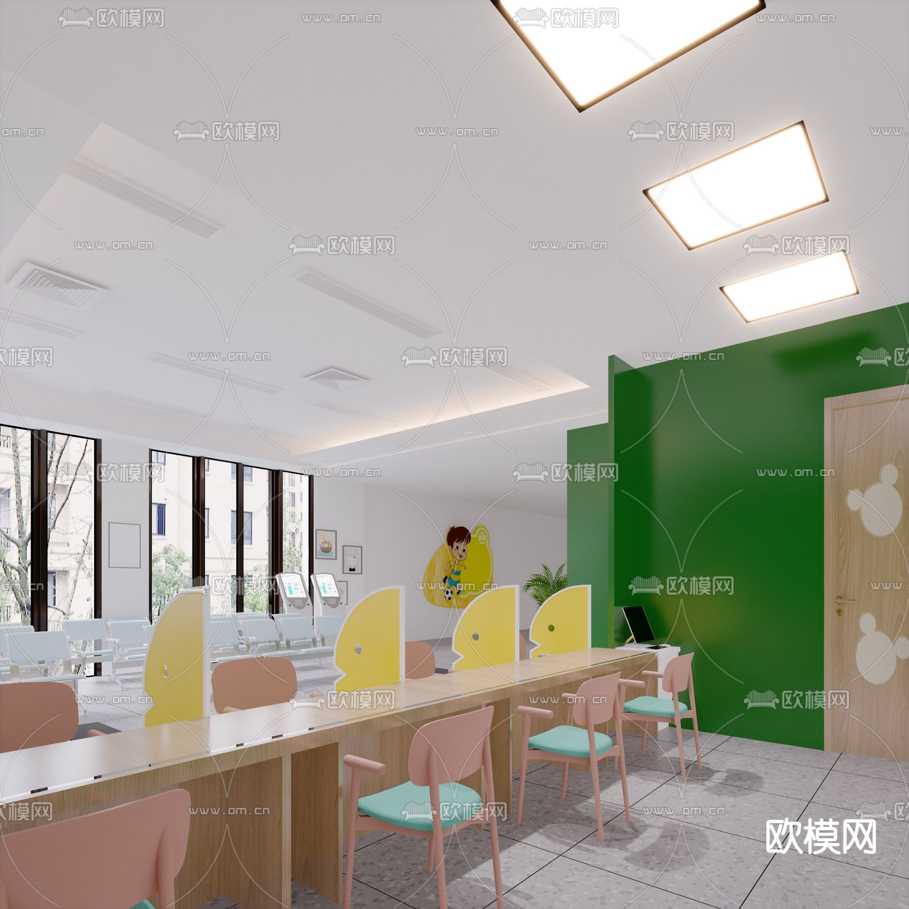 现代儿童医院前台大厅免费3d模型下载_ID13028226_3dmax免费模型-欧模网