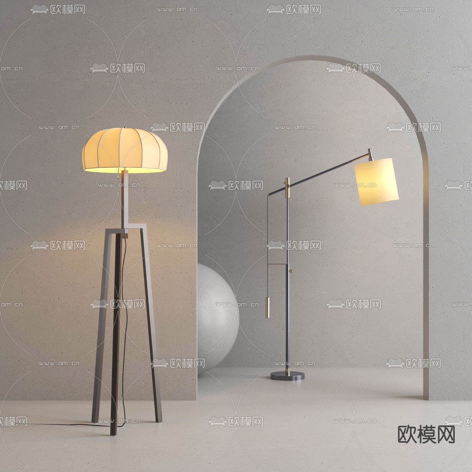 现代落地灯3d模型下载_ID13036725_3dmax免费模型-欧模网