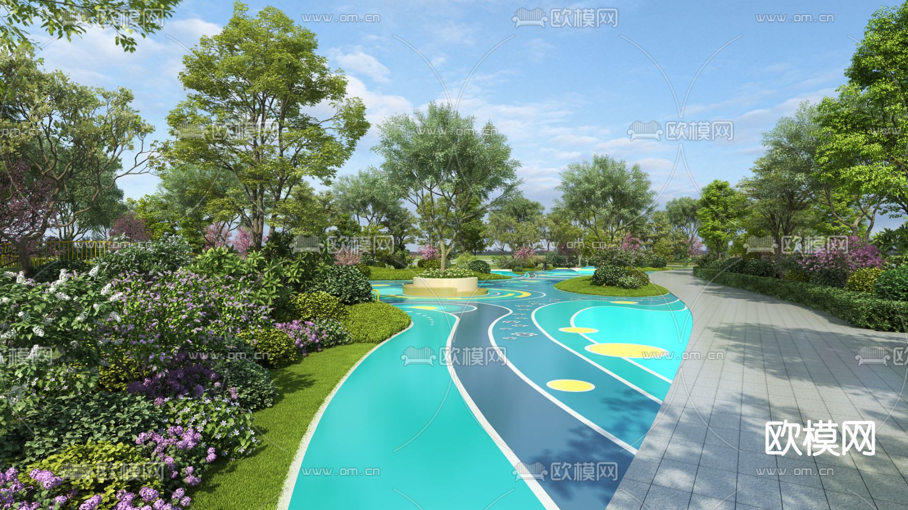 现代园林景观3d模型下载