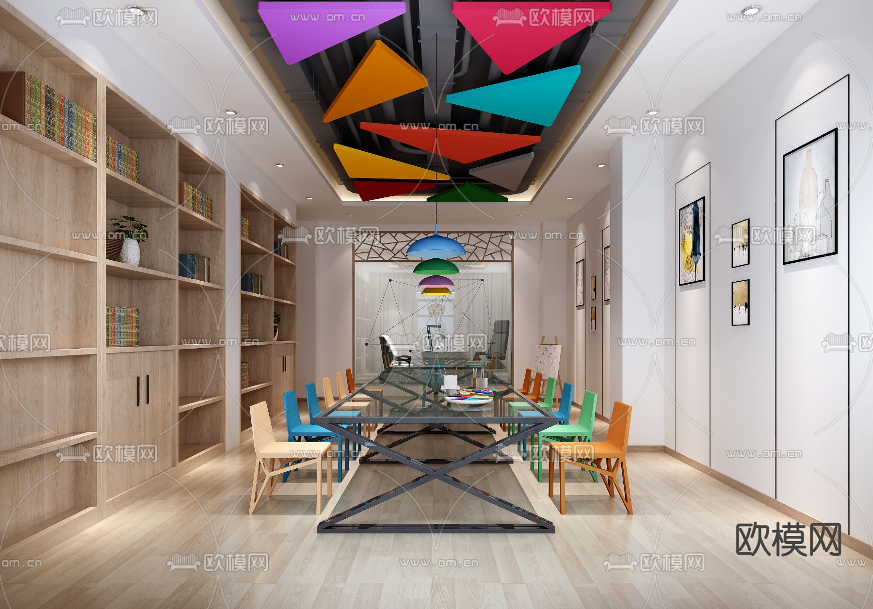 幼儿园绘画教室免费3d模型下载（渲染图1）