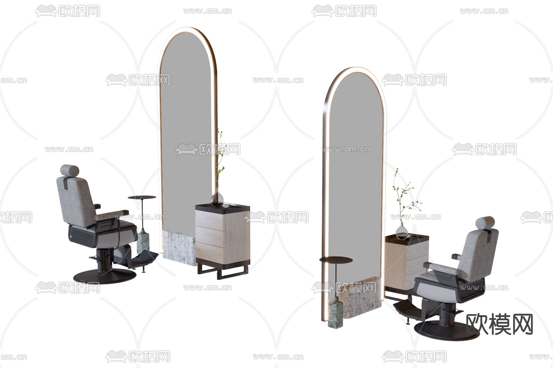 理发台 理发椅3d模型下载