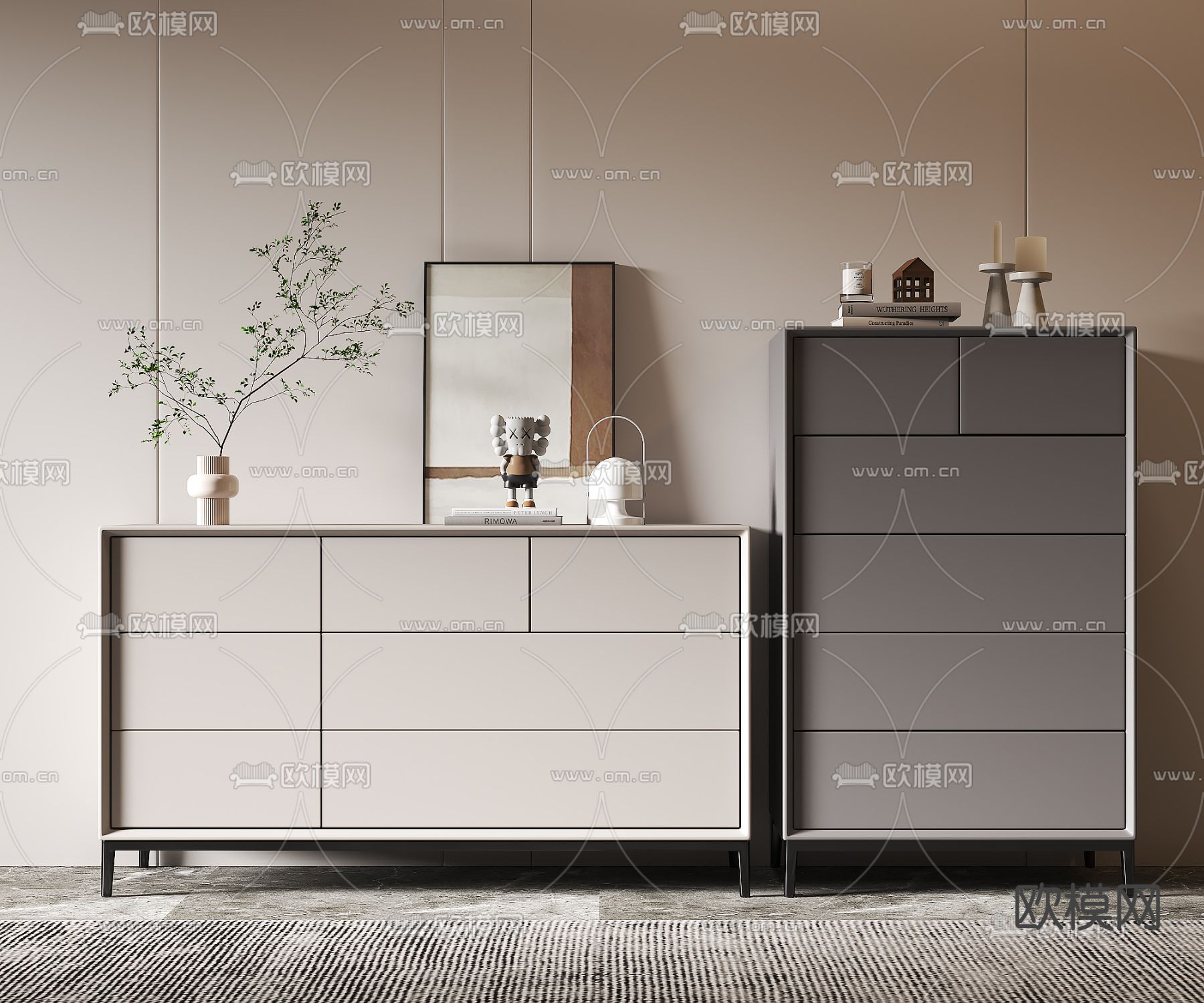 现代斗柜 边柜3d模型下载