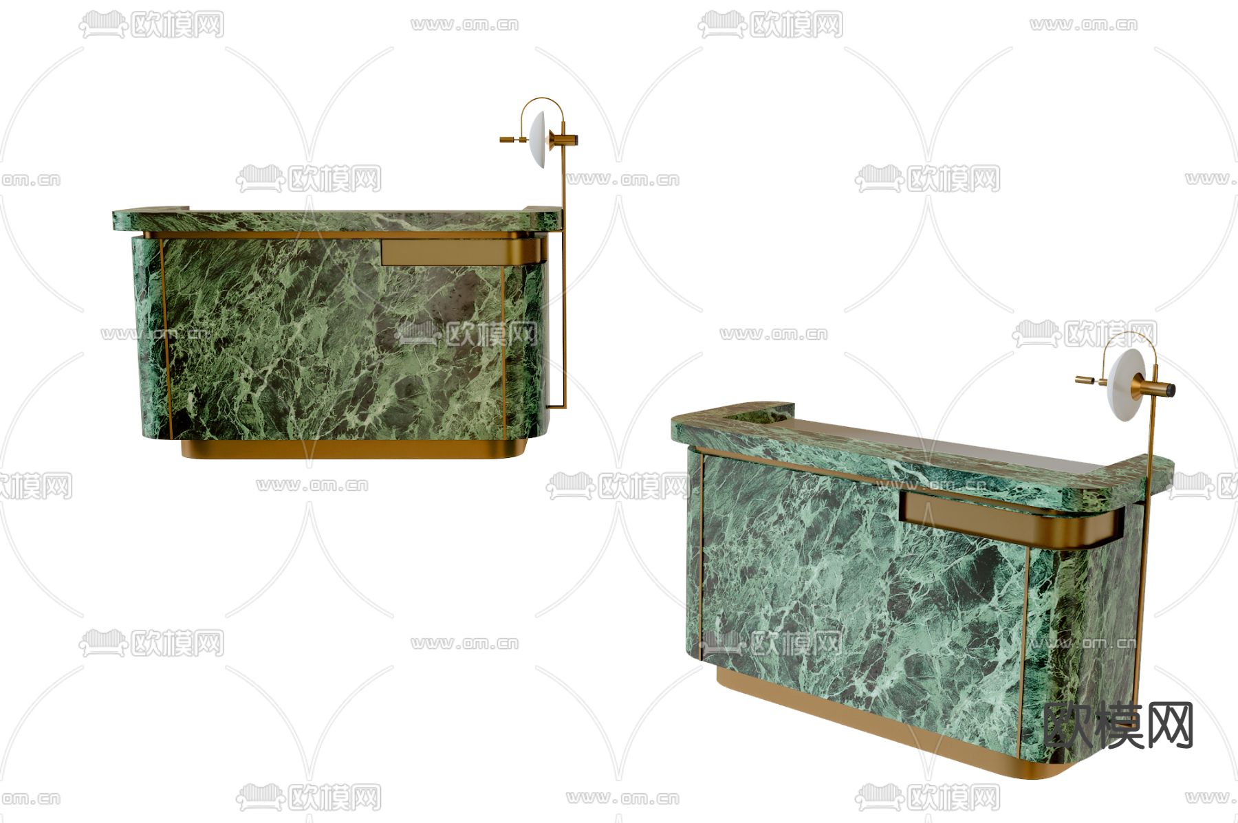 轻奢接待台 服务台3d模型下载