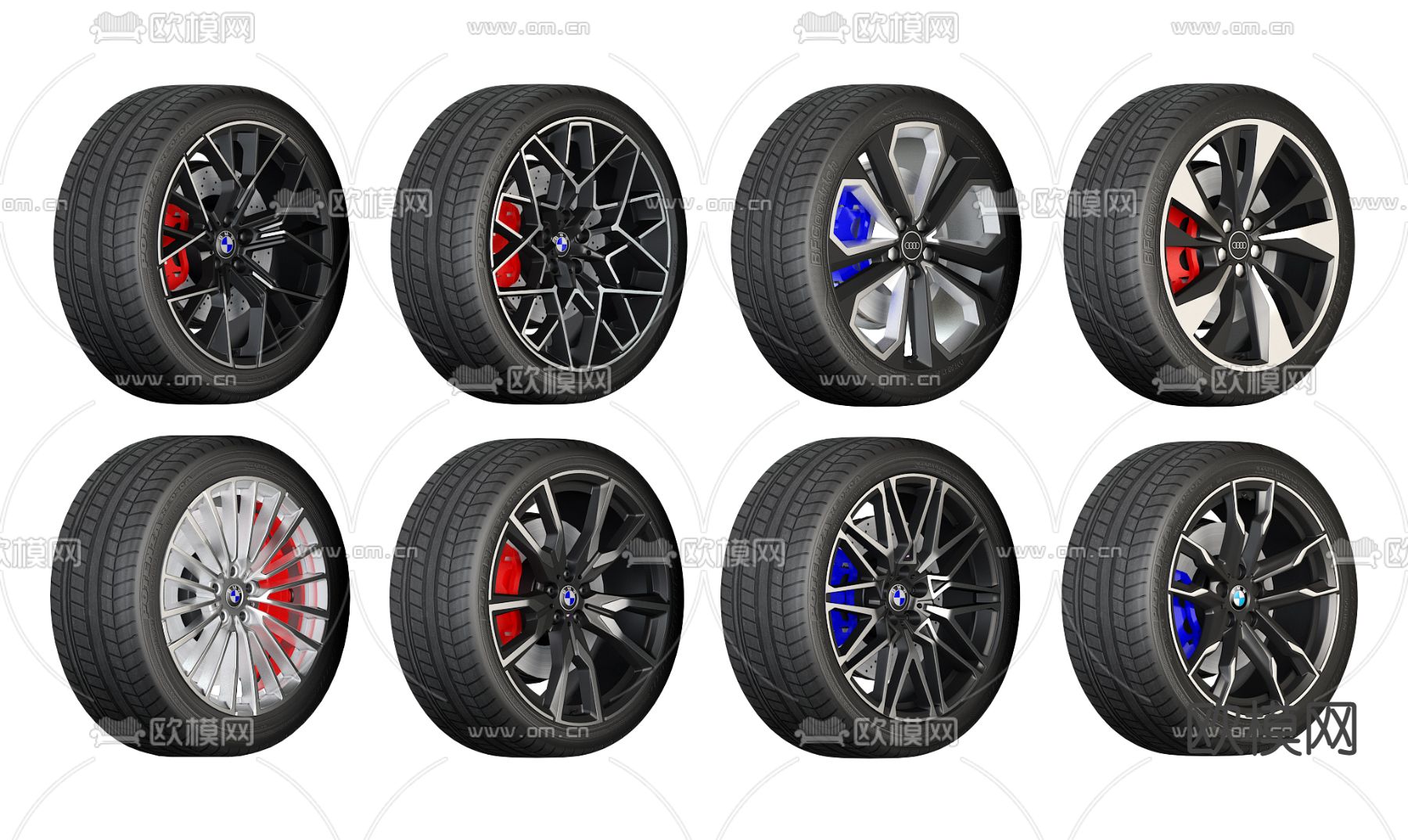 汽车轮胎 轮毂 车轮3d模型下载（渲染图1）