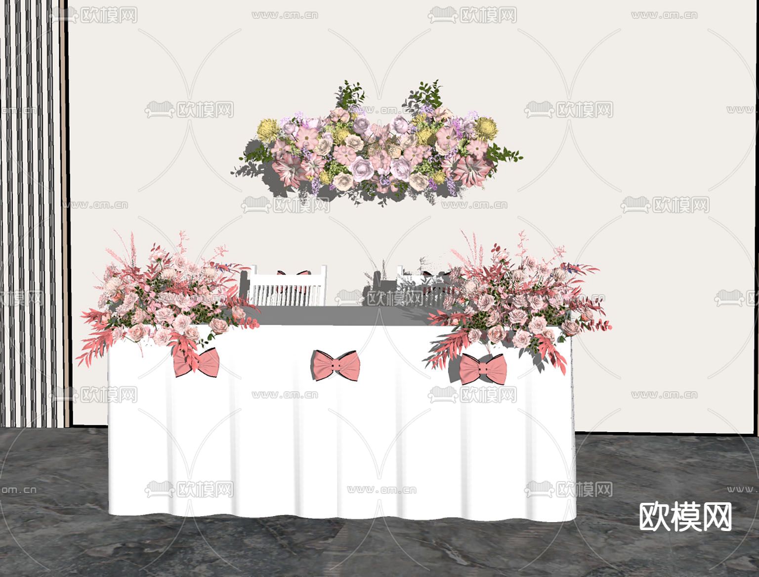 现代花艺美陈 婚礼婚庆su模型下载（渲染图2）