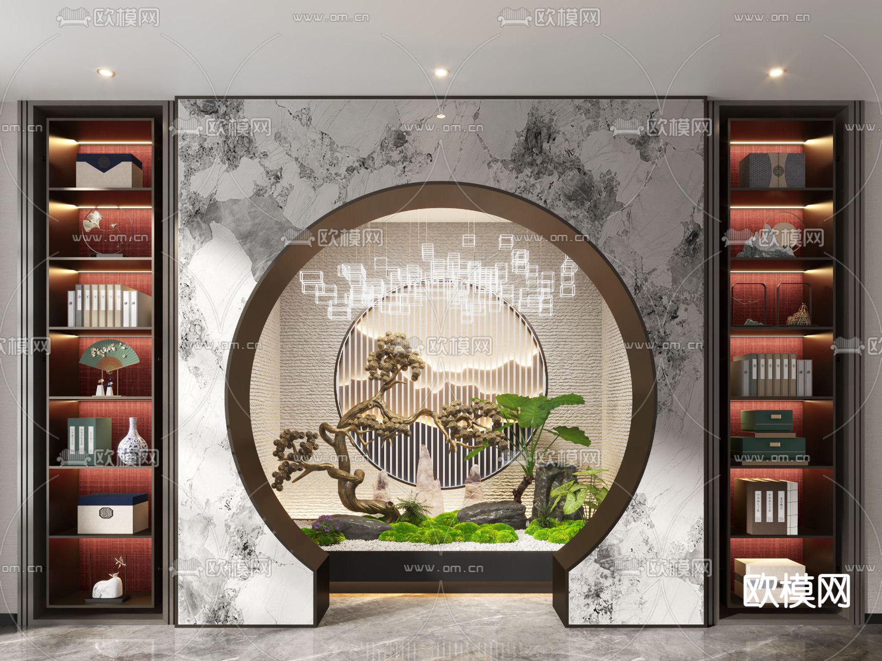 月亮门 植物堆3d模型下载