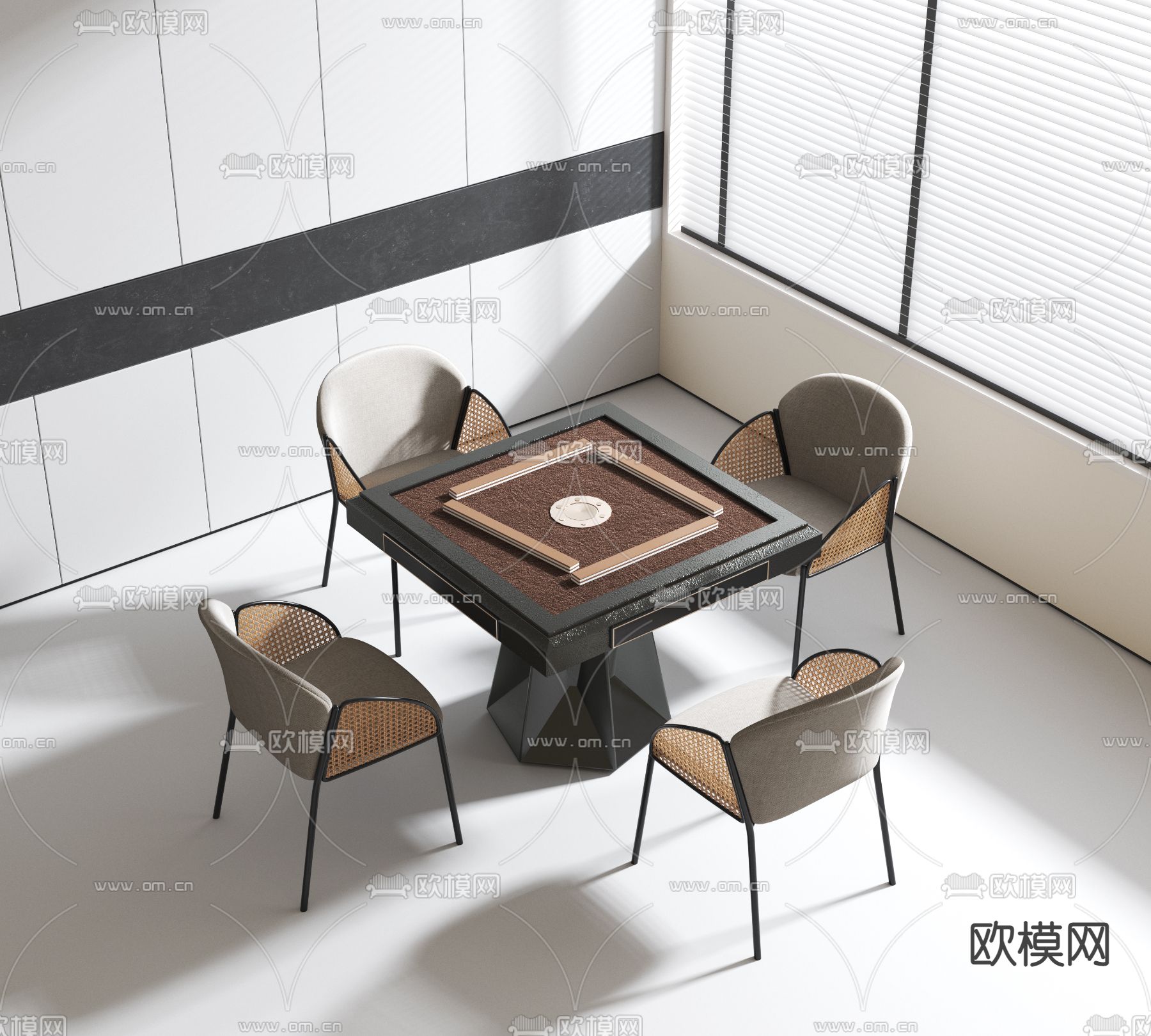 麻将桌椅 棋牌桌椅3d模型下载