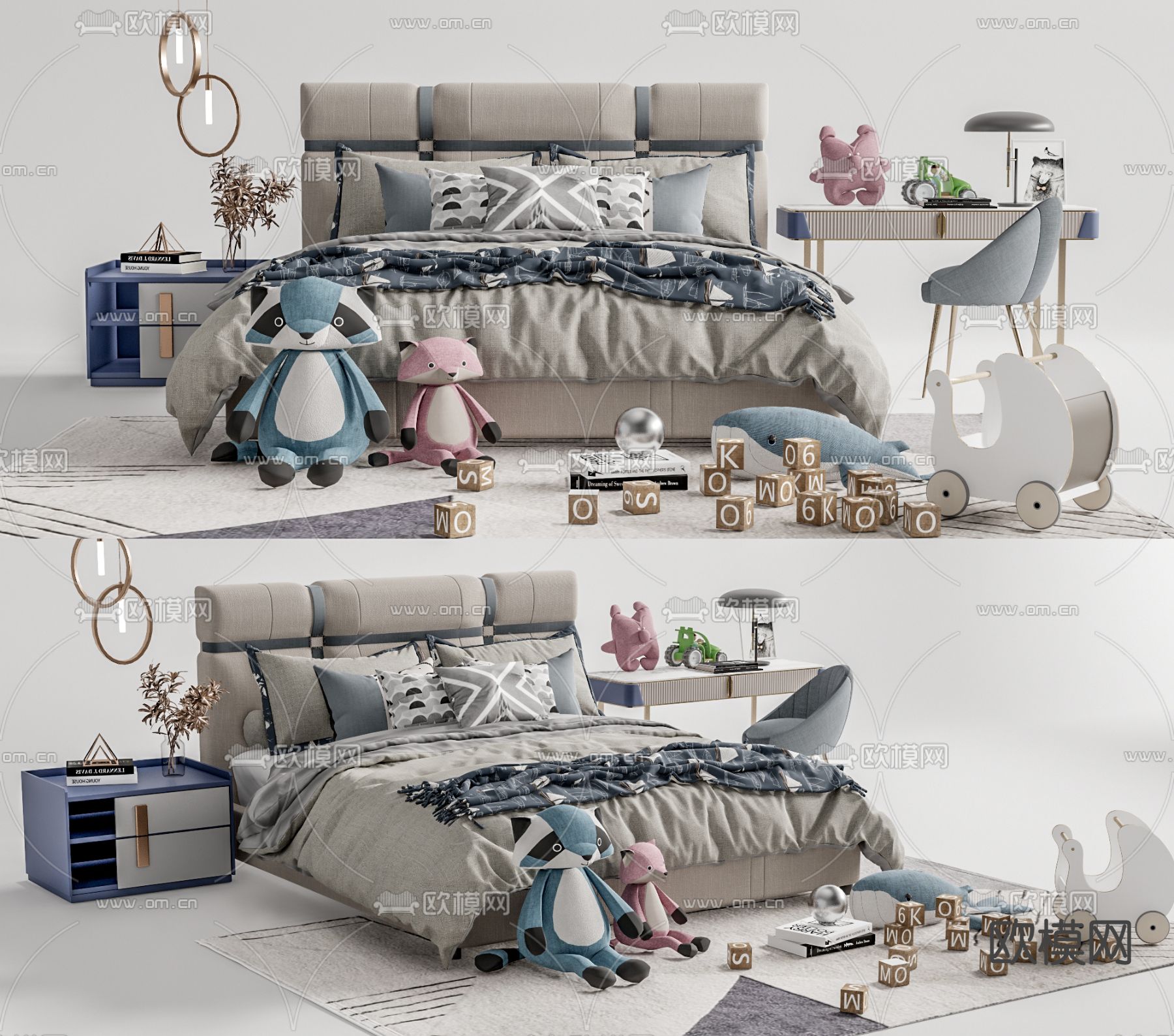 现代儿童床 小孩床3d模型下载