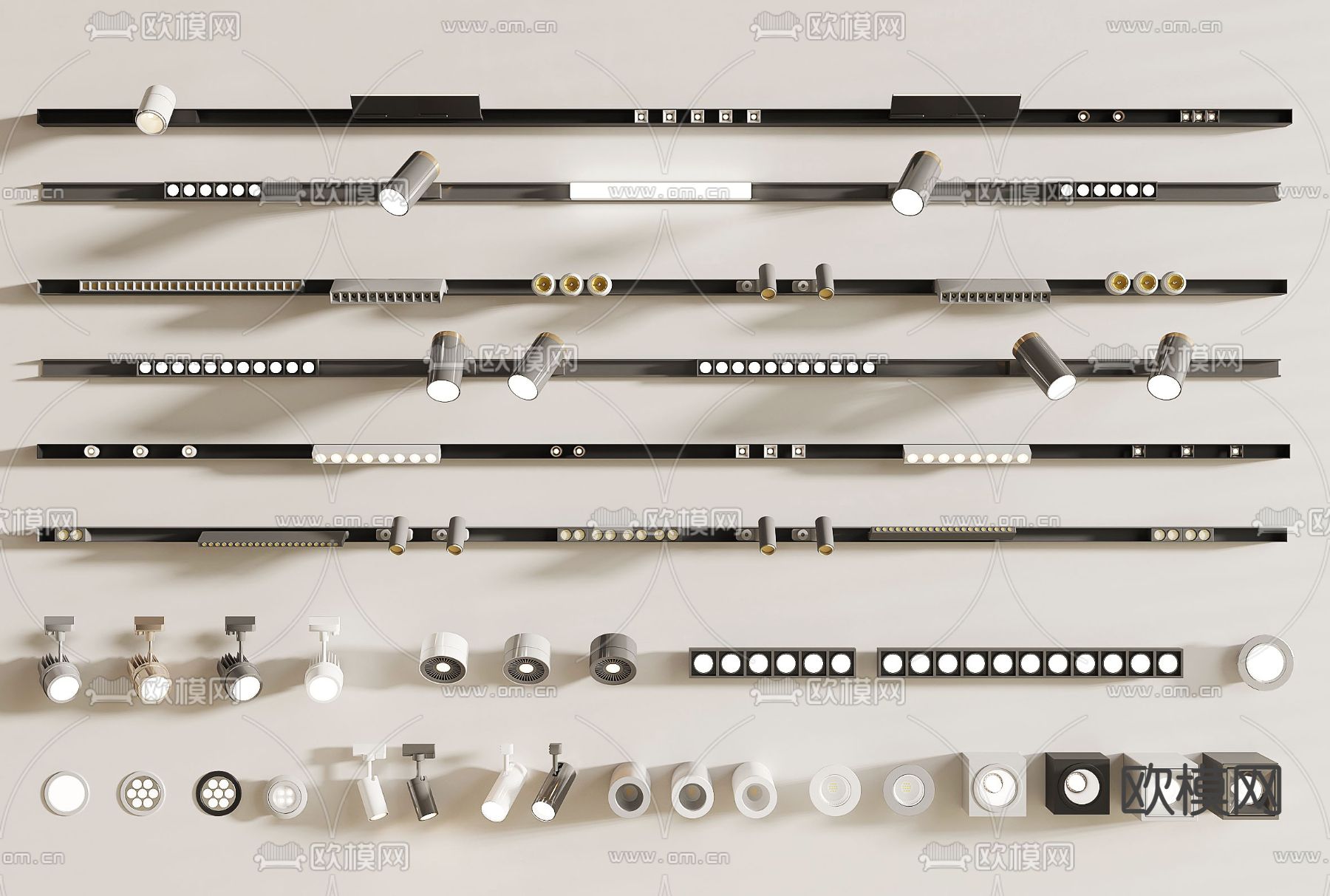 现代筒灯 射灯su模型下载（渲染图1）