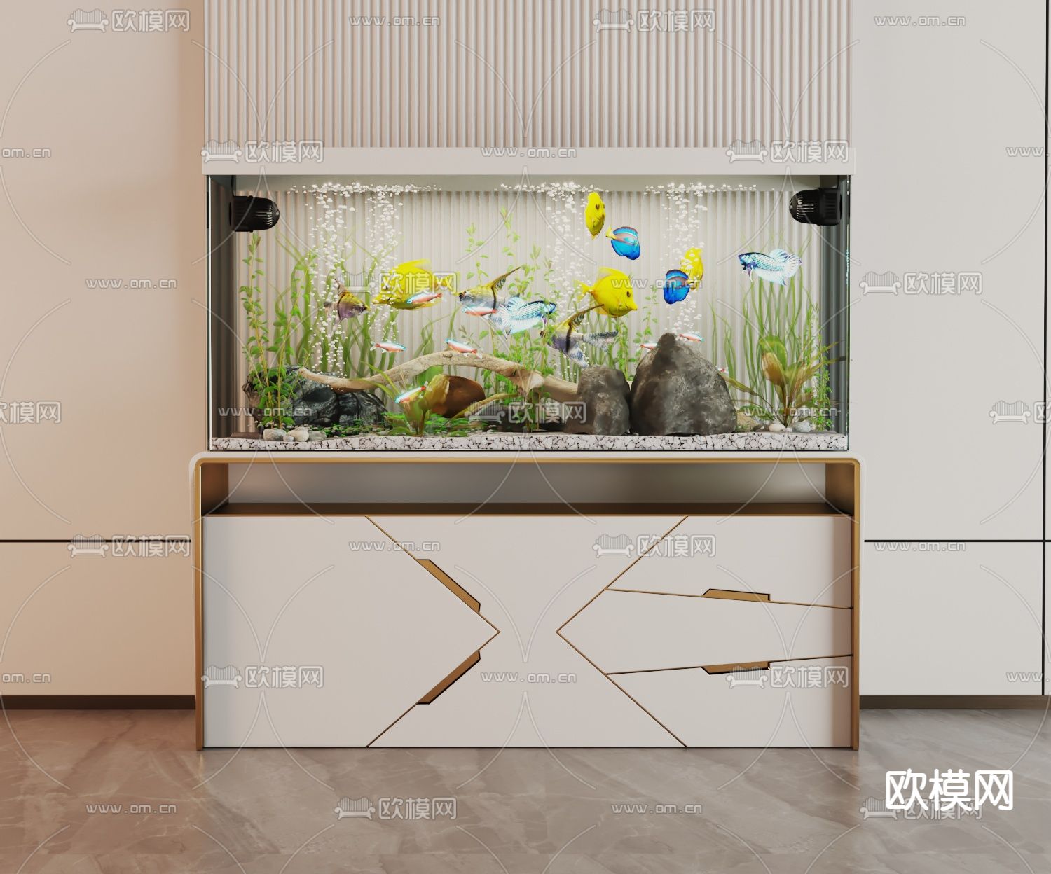 鱼缸 水族箱3d模型下载