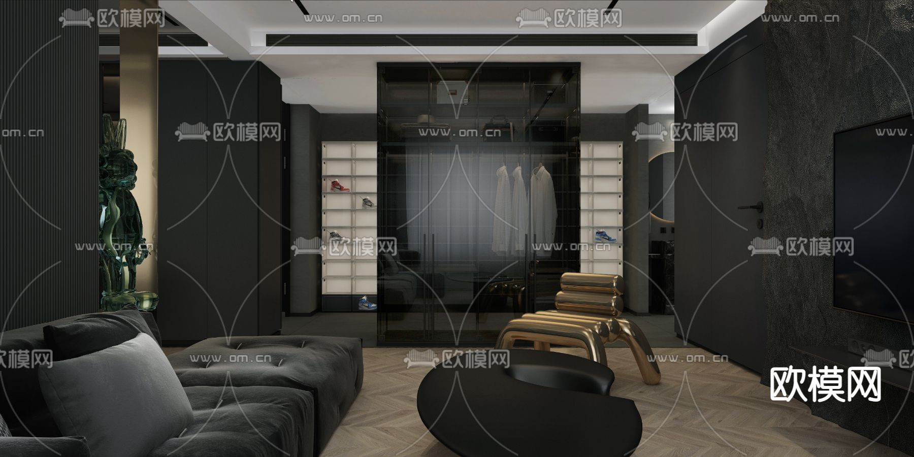 暗黑风客餐厅免费3d模型下载（渲染图6）