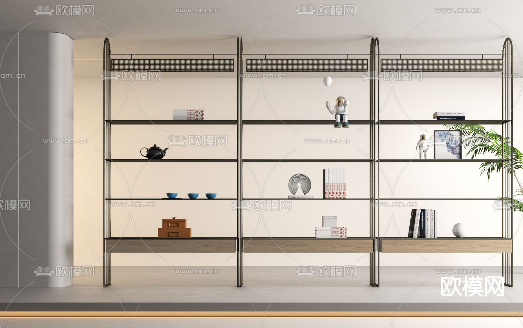 现代书架 隔断架su模型下载（渲染图1）