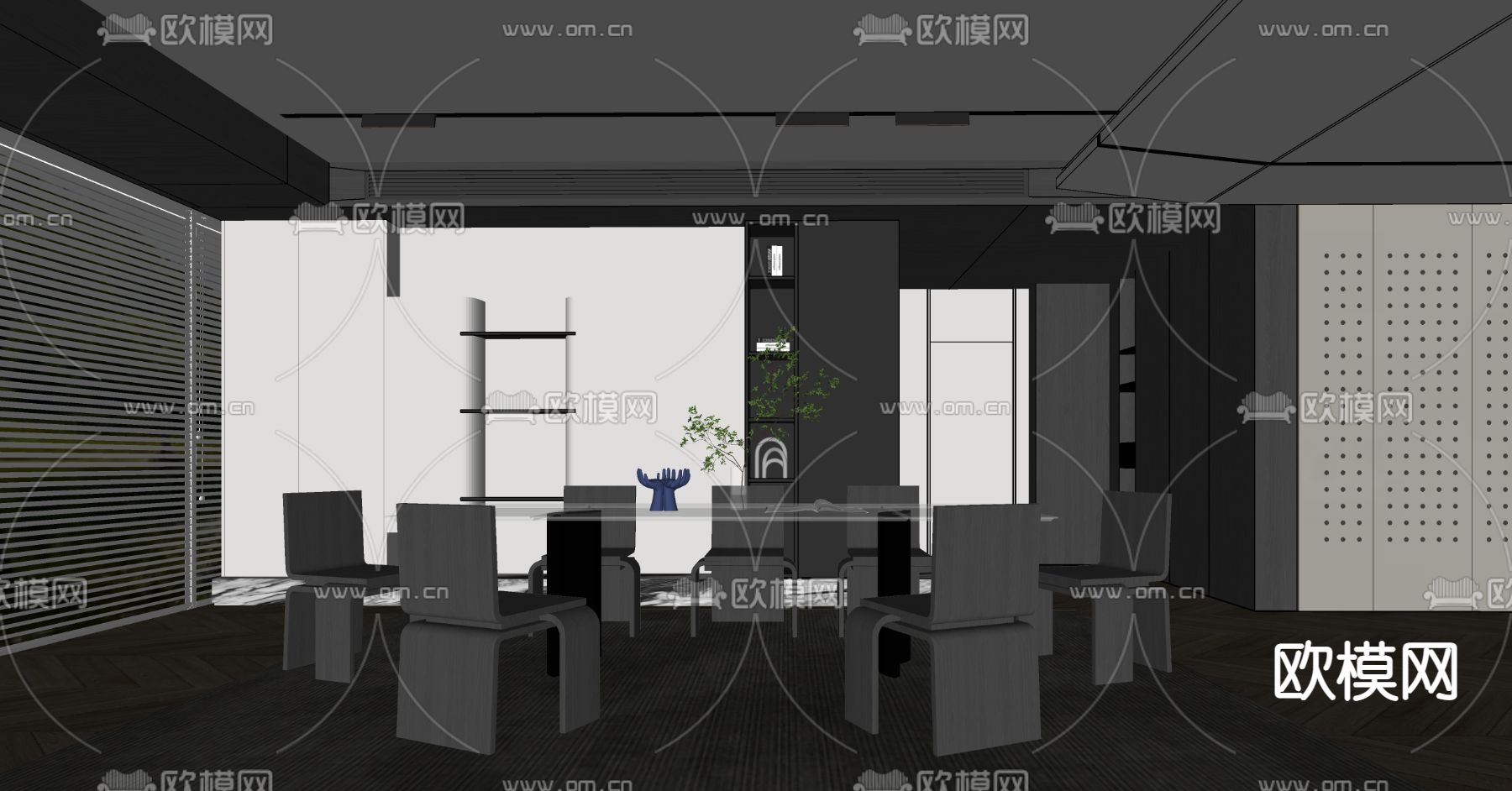 现代餐厅su模型下载（渲染图2）