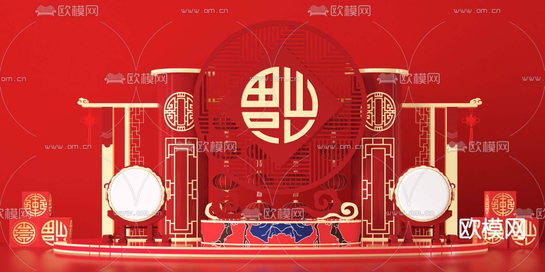 新年美陈 打卡点 拍照区3d模型下载