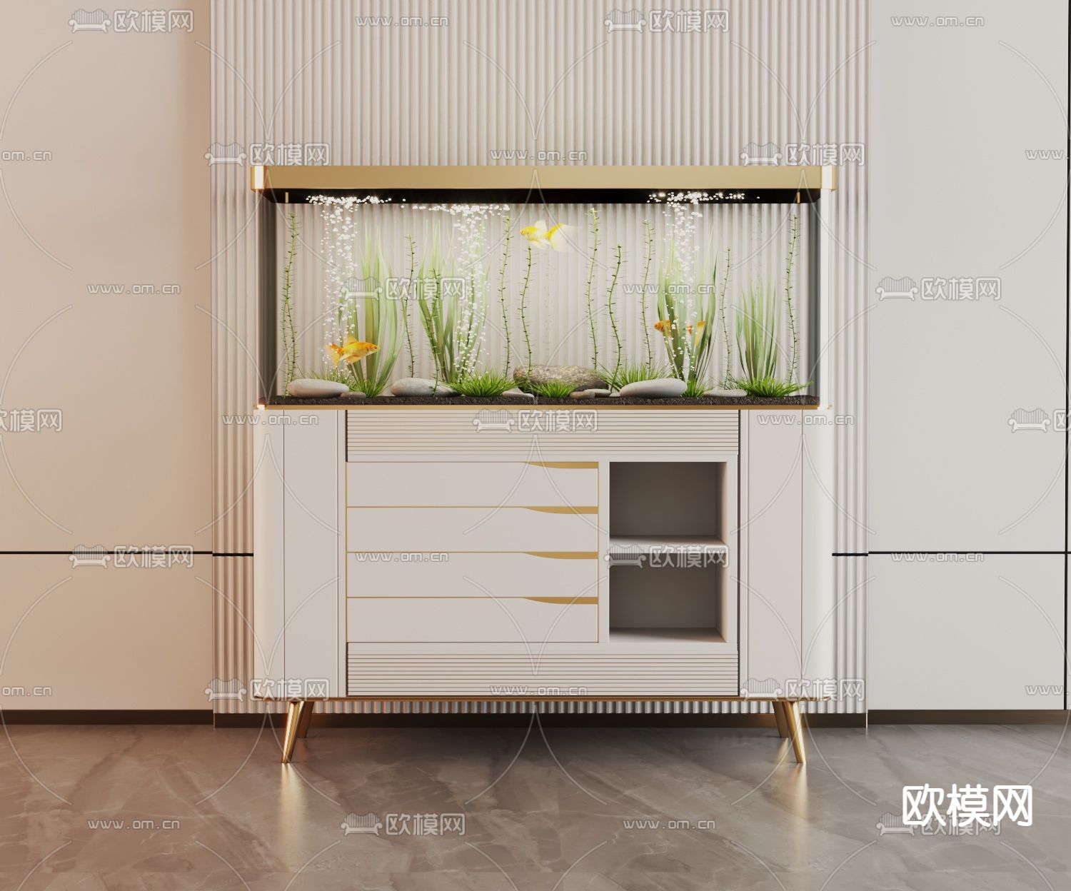 鱼缸 水族箱3d模型下载