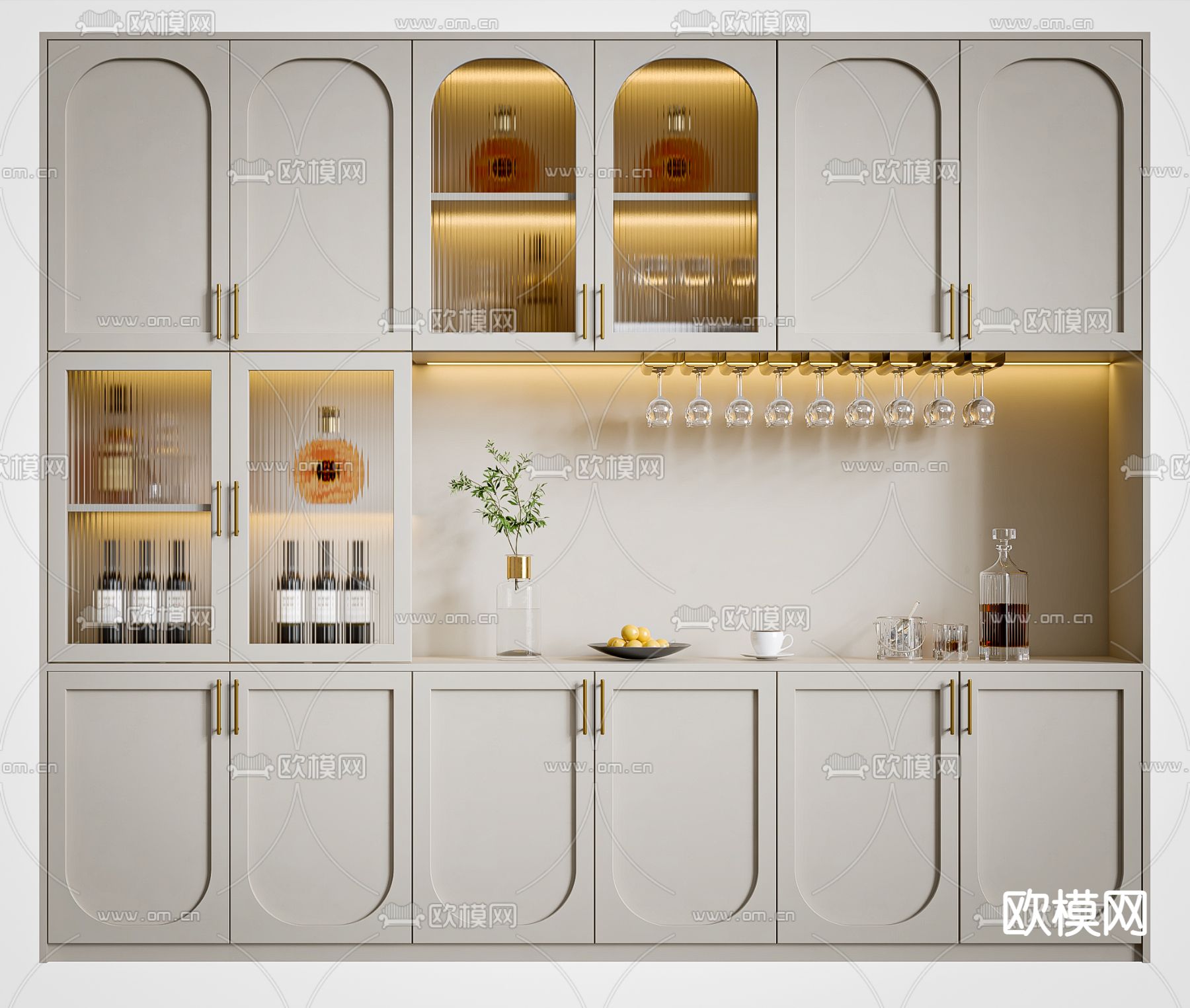 法式酒柜su模型下载（渲染图1）