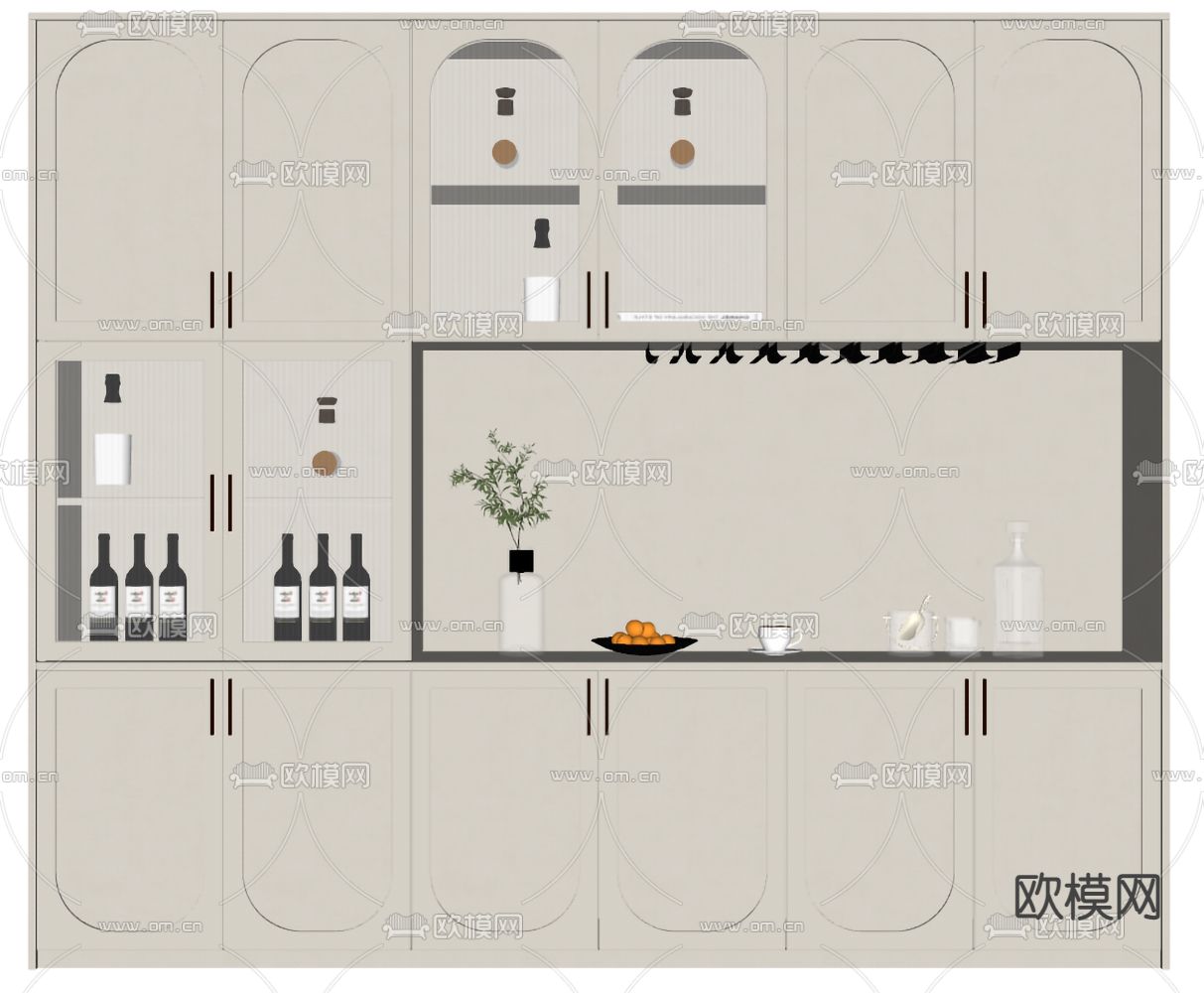 法式酒柜su模型下载（渲染图2）