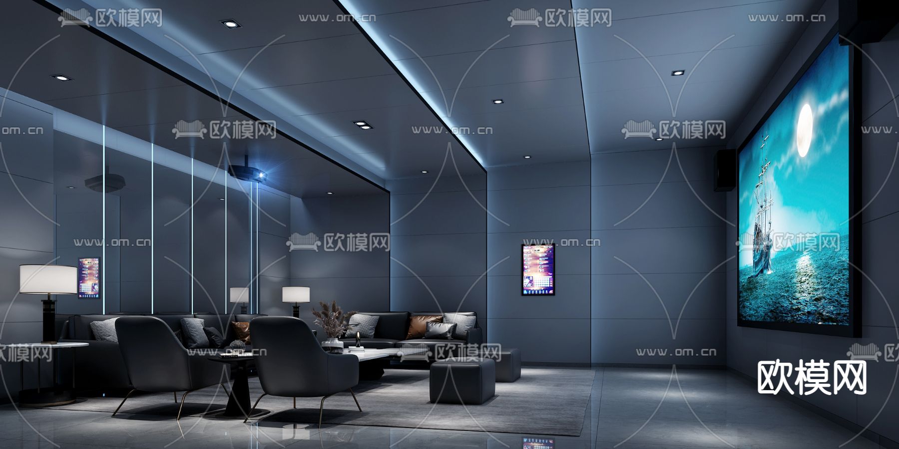 影音室 视听室 家庭影院3d模型下载