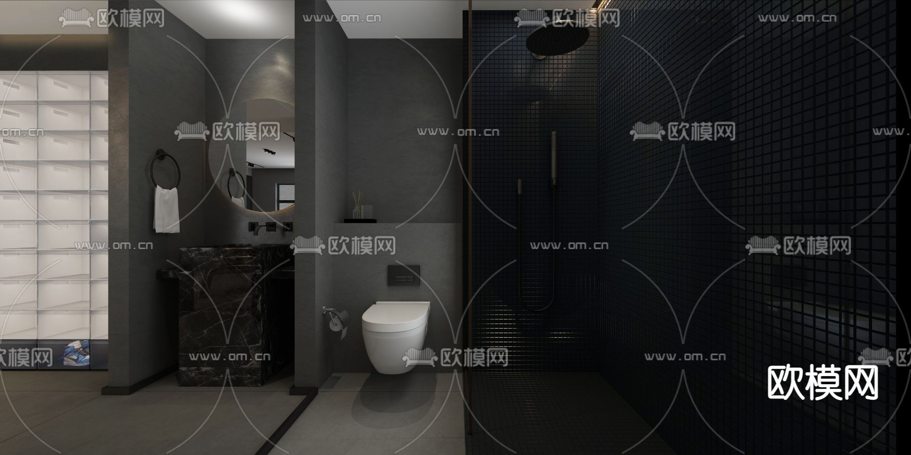 暗黑风客餐厅免费3d模型下载（渲染图4）