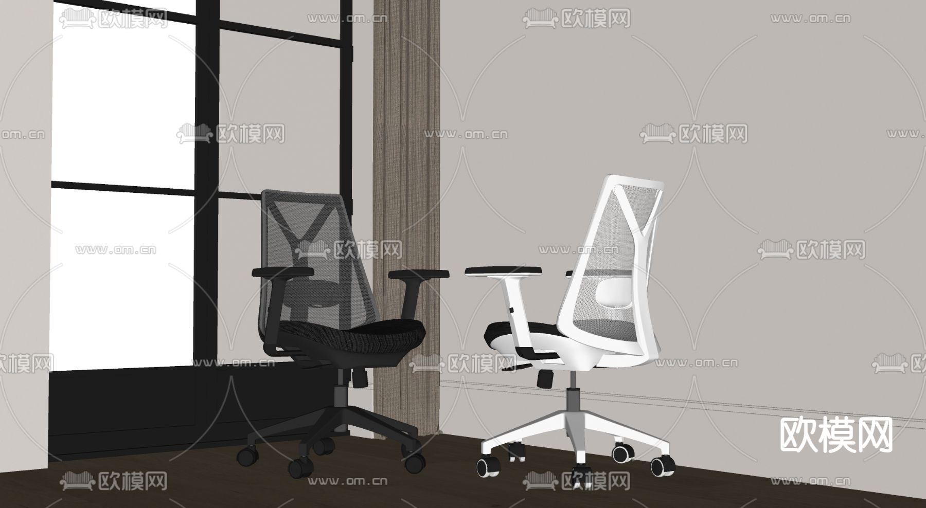 现代办公椅su模型下载（渲染图2）