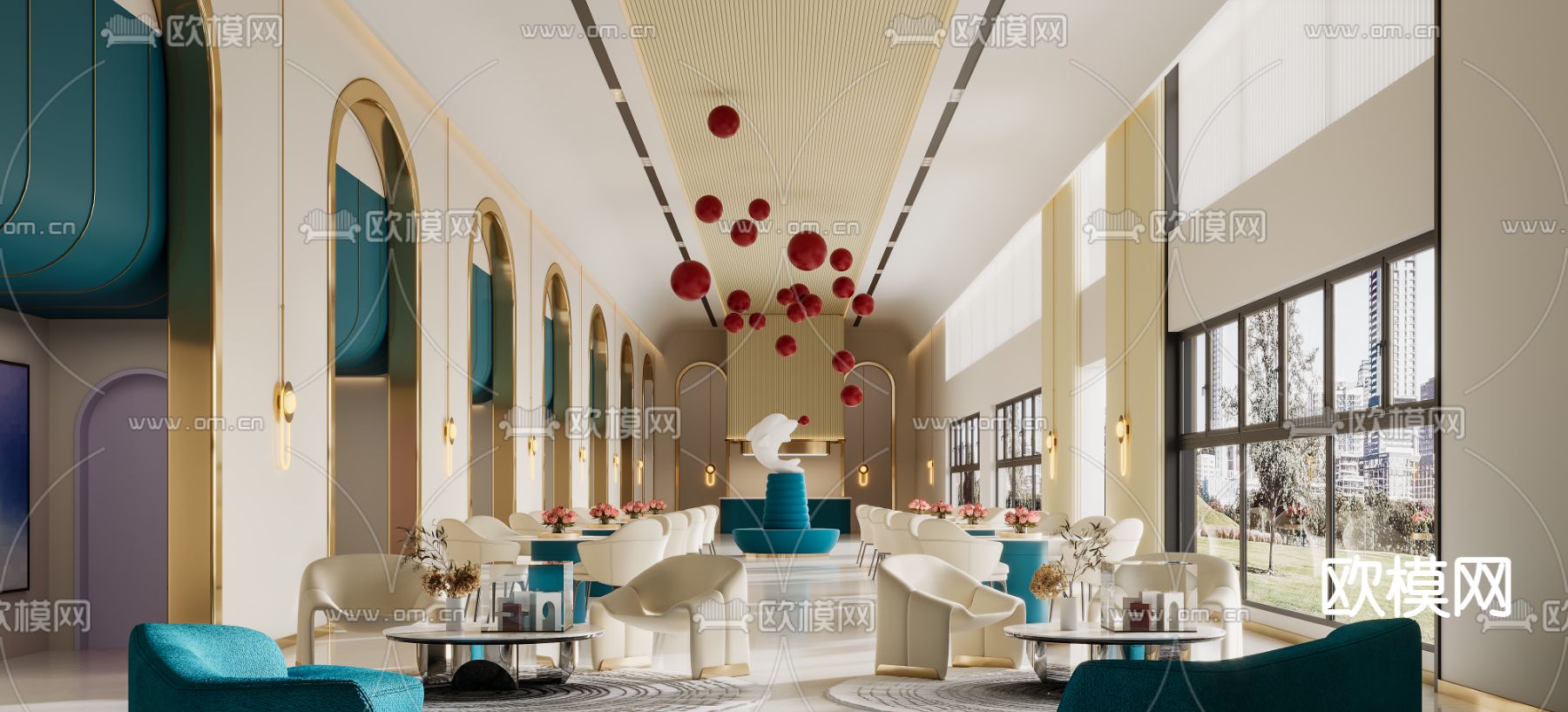 酒店西餐厅 大堂吧3d模型