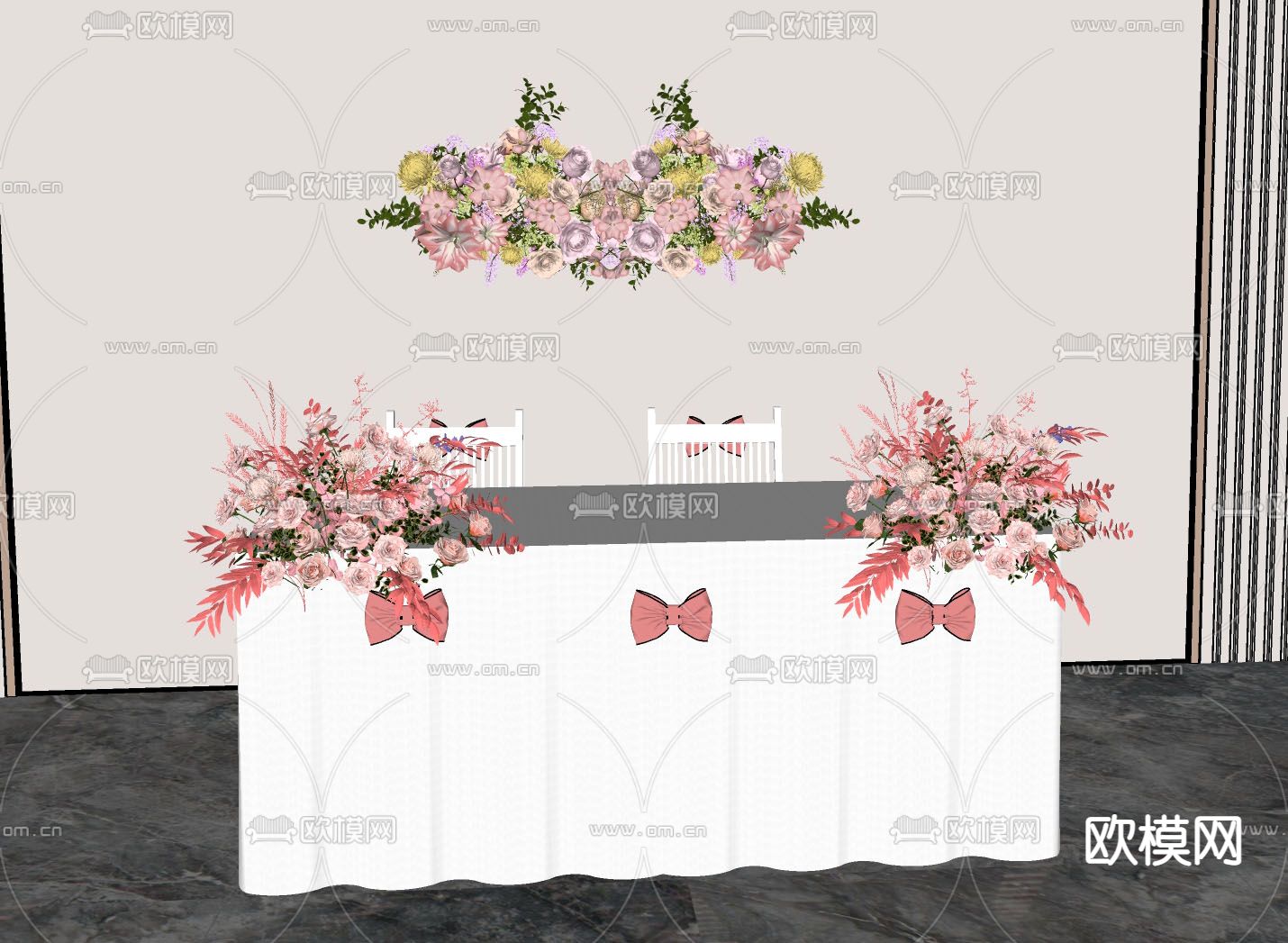 现代花艺美陈 婚礼婚庆su模型下载（渲染图1）