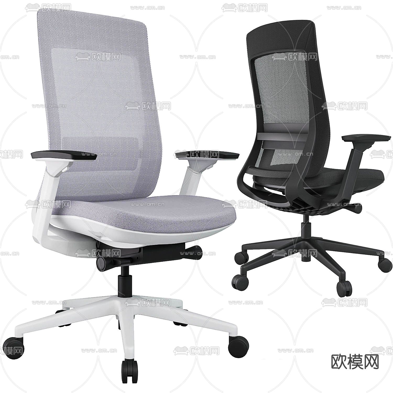 办公椅 职员椅3d模型下载（渲染图1）