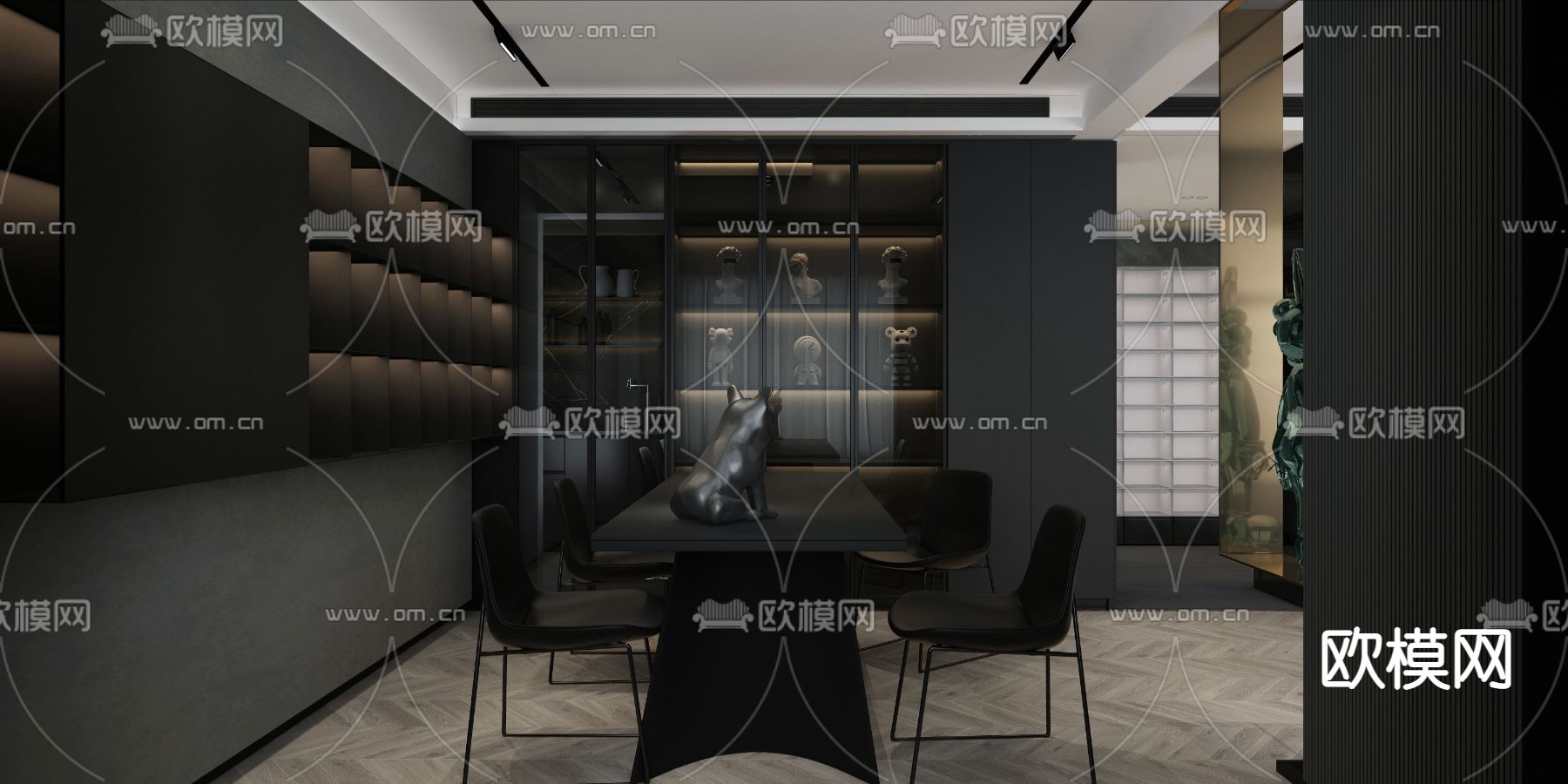 暗黑风客餐厅免费3d模型下载（渲染图5）