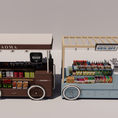  摊位 外摆售卖车su模型 