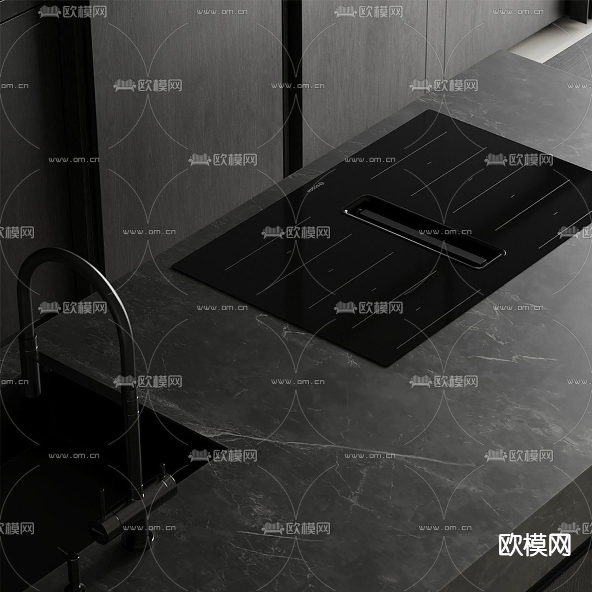 现代厨房 橱柜3d模型