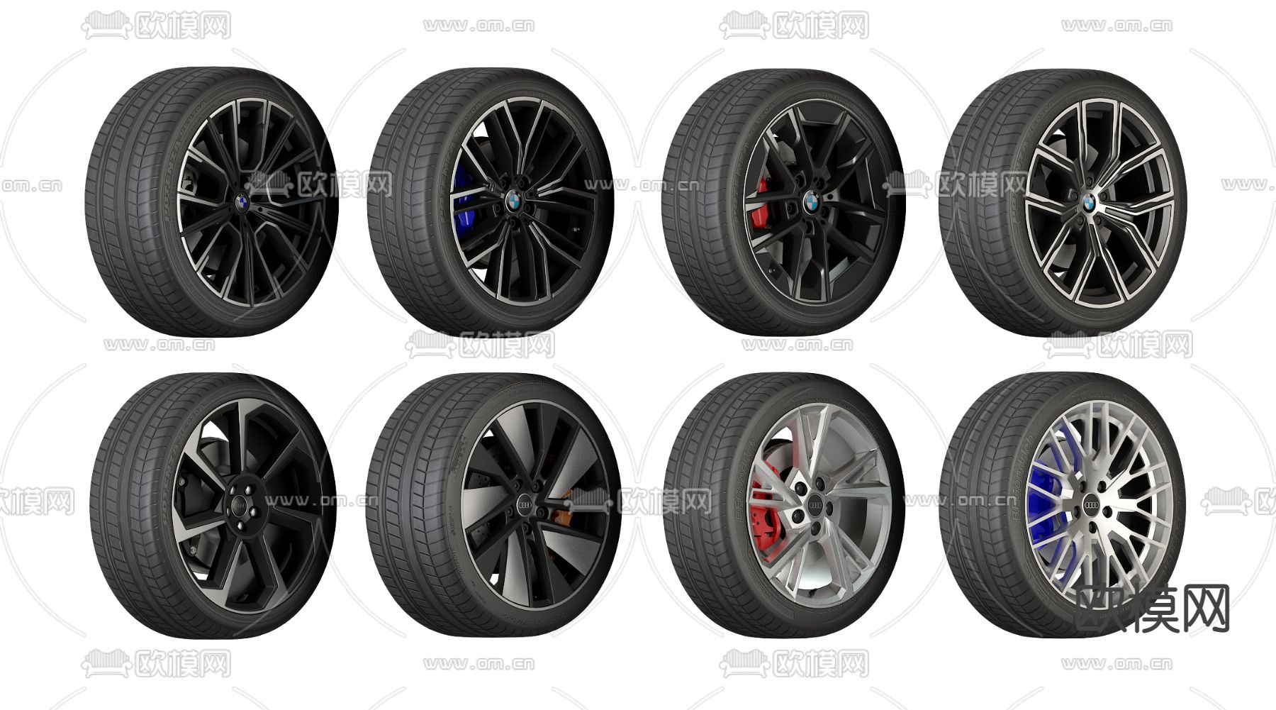 汽车轮胎 轮毂 车轮3d模型下载（渲染图2）