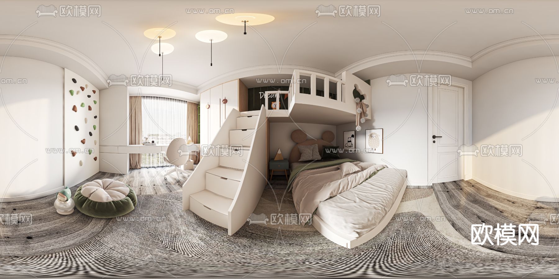 现代儿童房vr全景3d模型