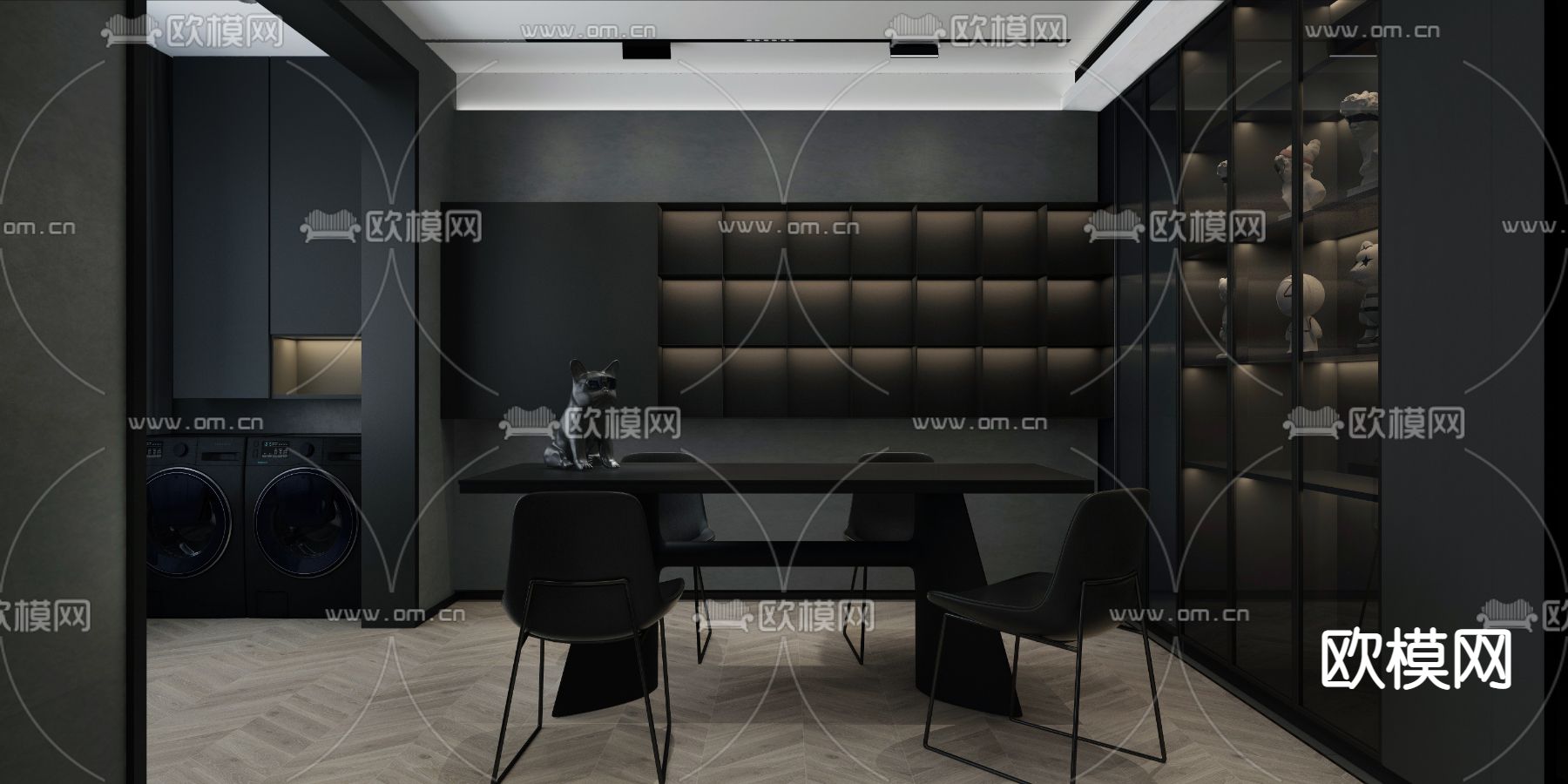 暗黑风客餐厅免费3d模型下载（渲染图8）