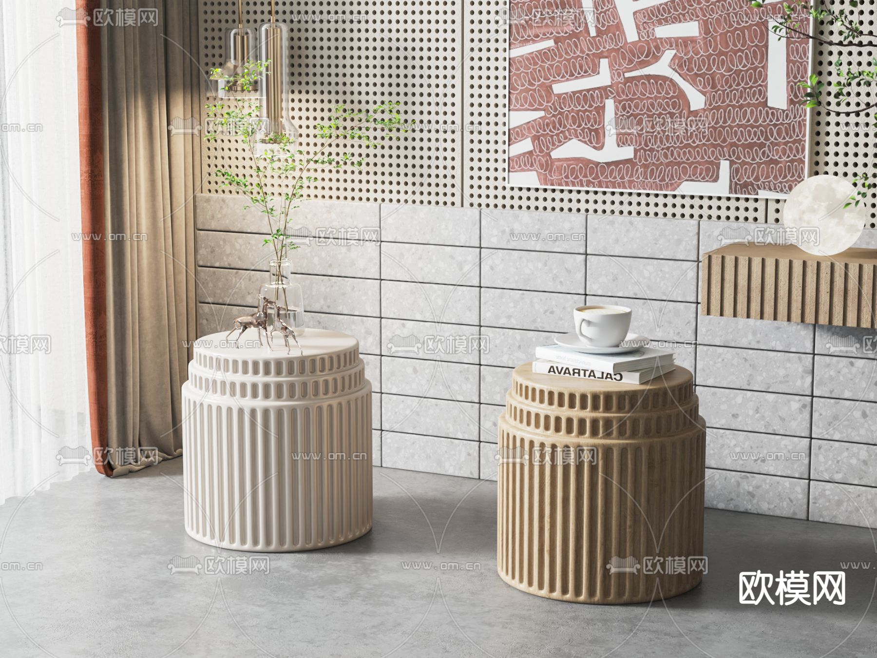 圆几 边几 角几3d模型下载