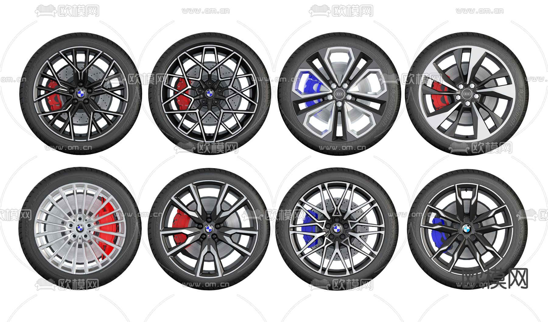 汽车轮胎 轮毂 车轮3d模型下载（渲染图2）