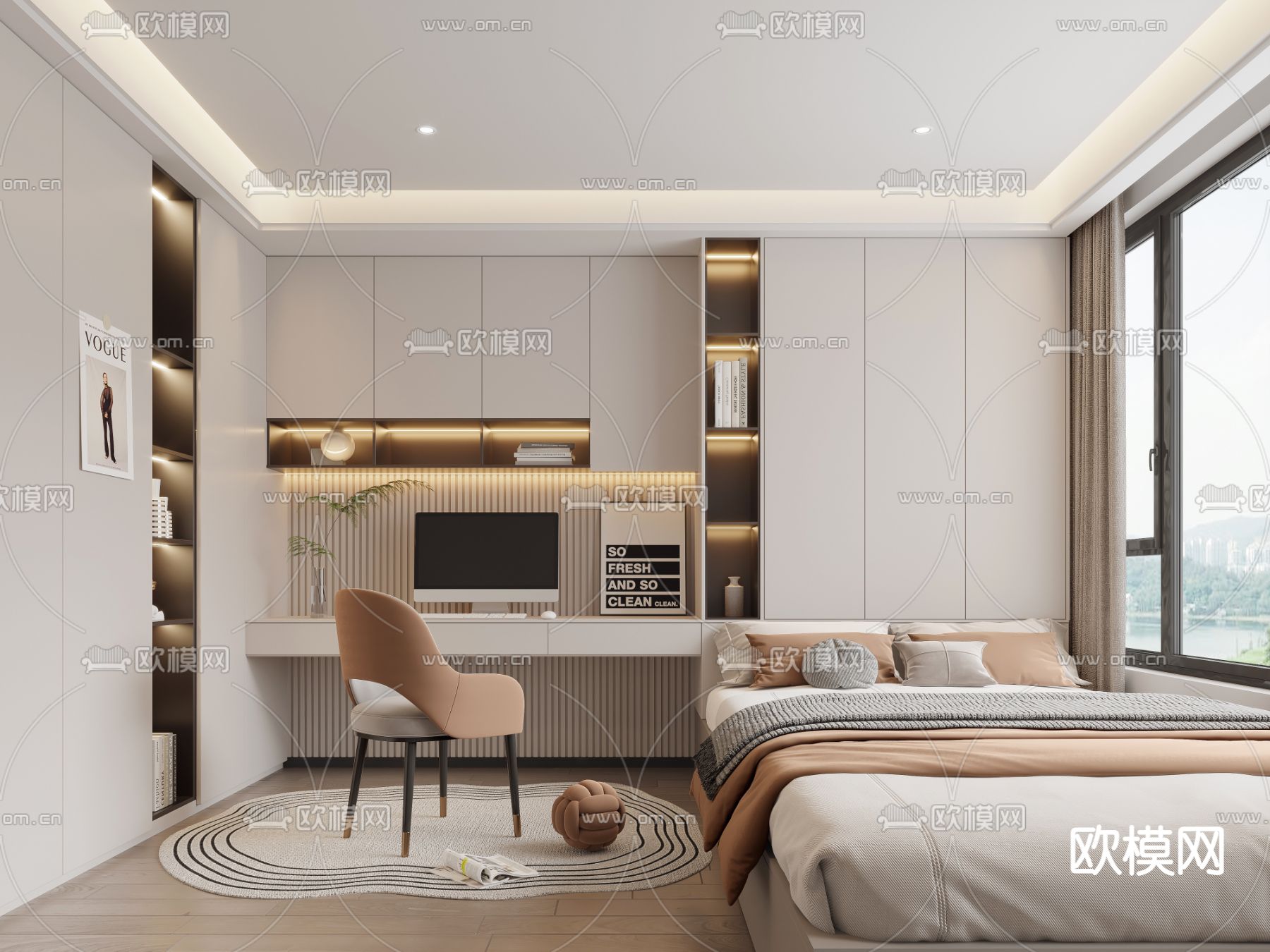 榻榻米卧室3d模型下载