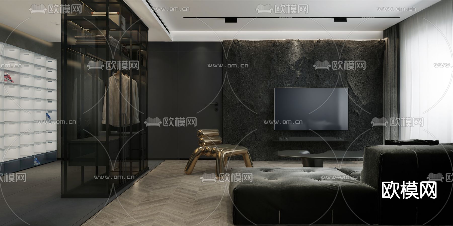 暗黑风客餐厅免费3d模型下载（渲染图7）