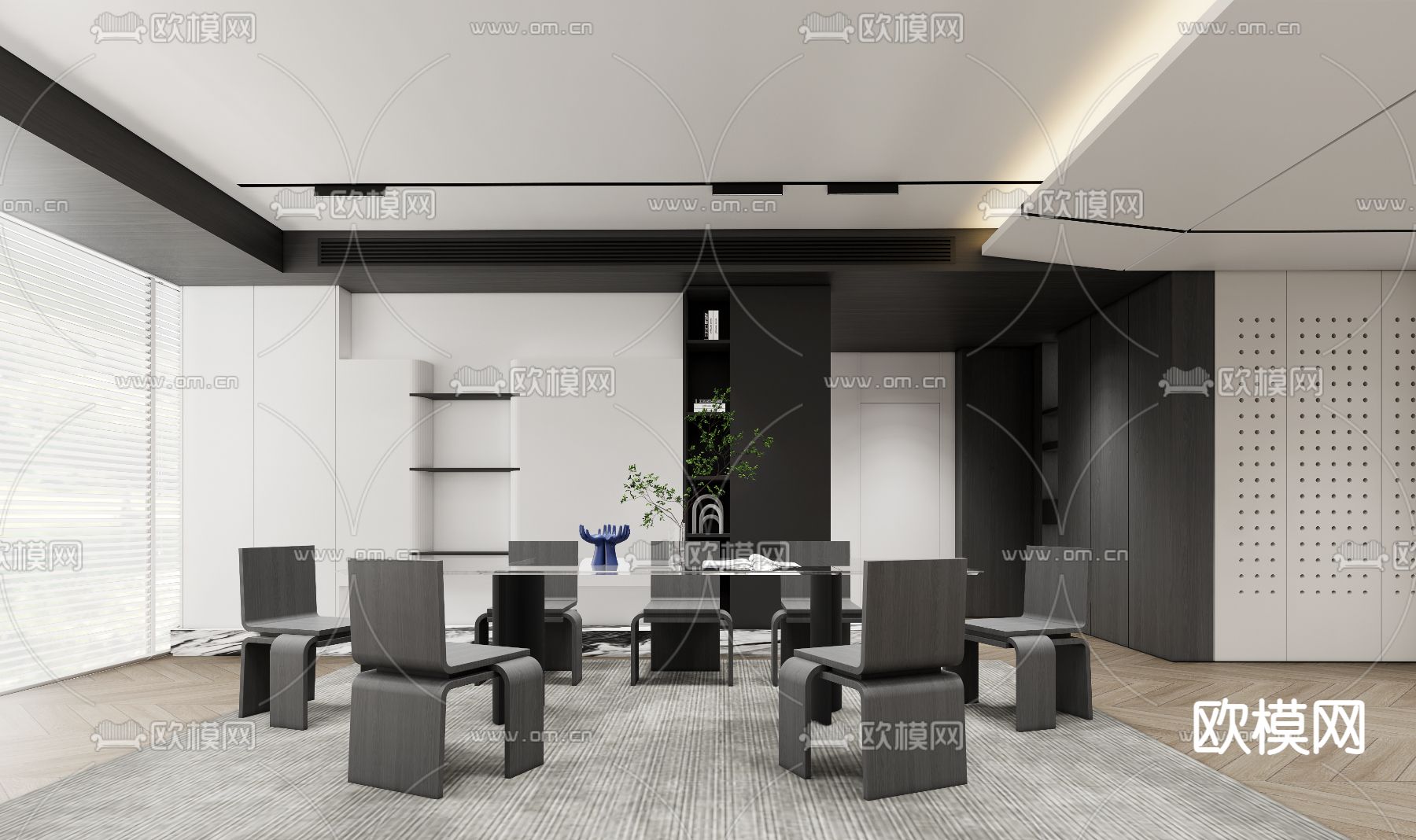 现代餐厅su模型下载（渲染图1）