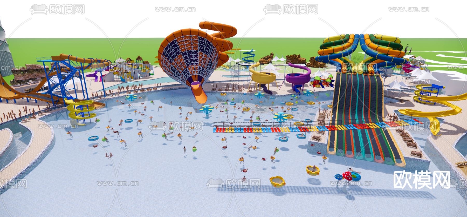 水上乐园游乐园su模型下载（渲染图1）