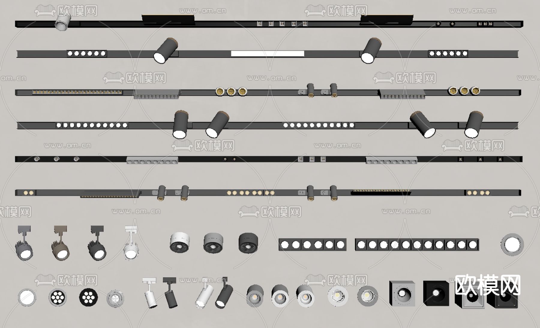 现代筒灯 射灯su模型下载（渲染图2）