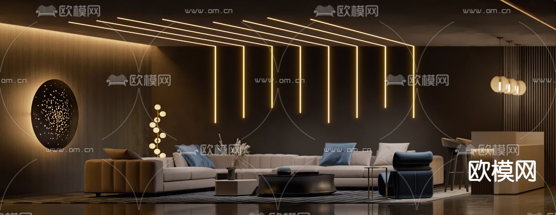 影音室 台球室 书吧3d模型下载（渲染图3）