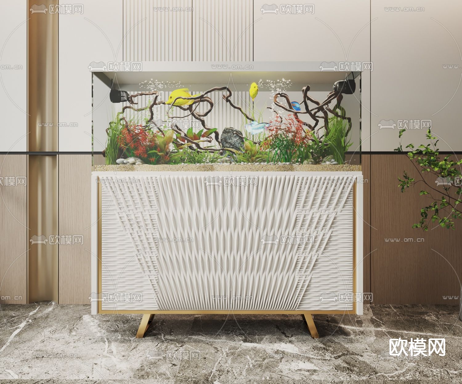 鱼缸 水族箱3d模型下载