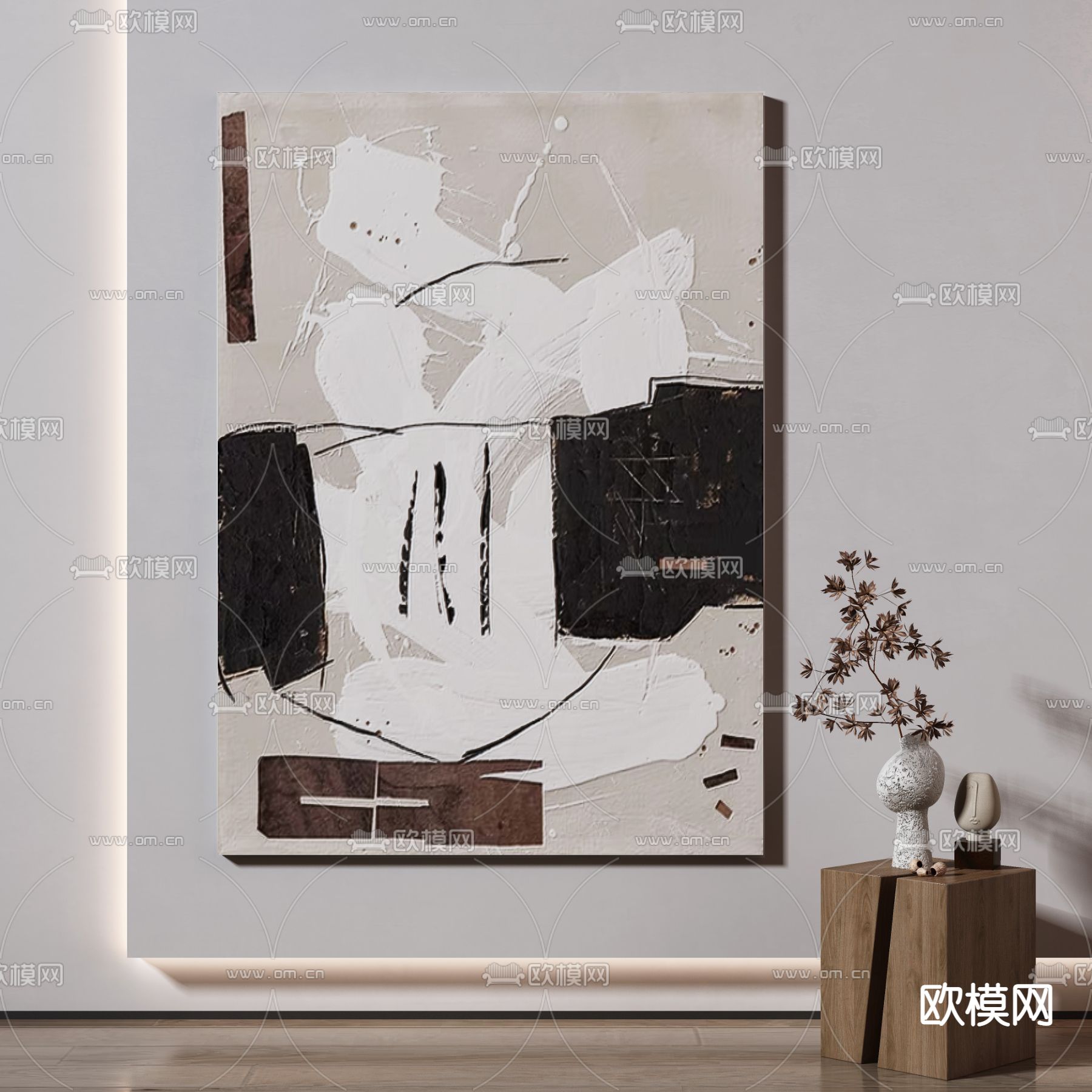 侘寂风肌理画 装饰画3d模型下载_ID13036598_3dmax免费模型-欧模网
