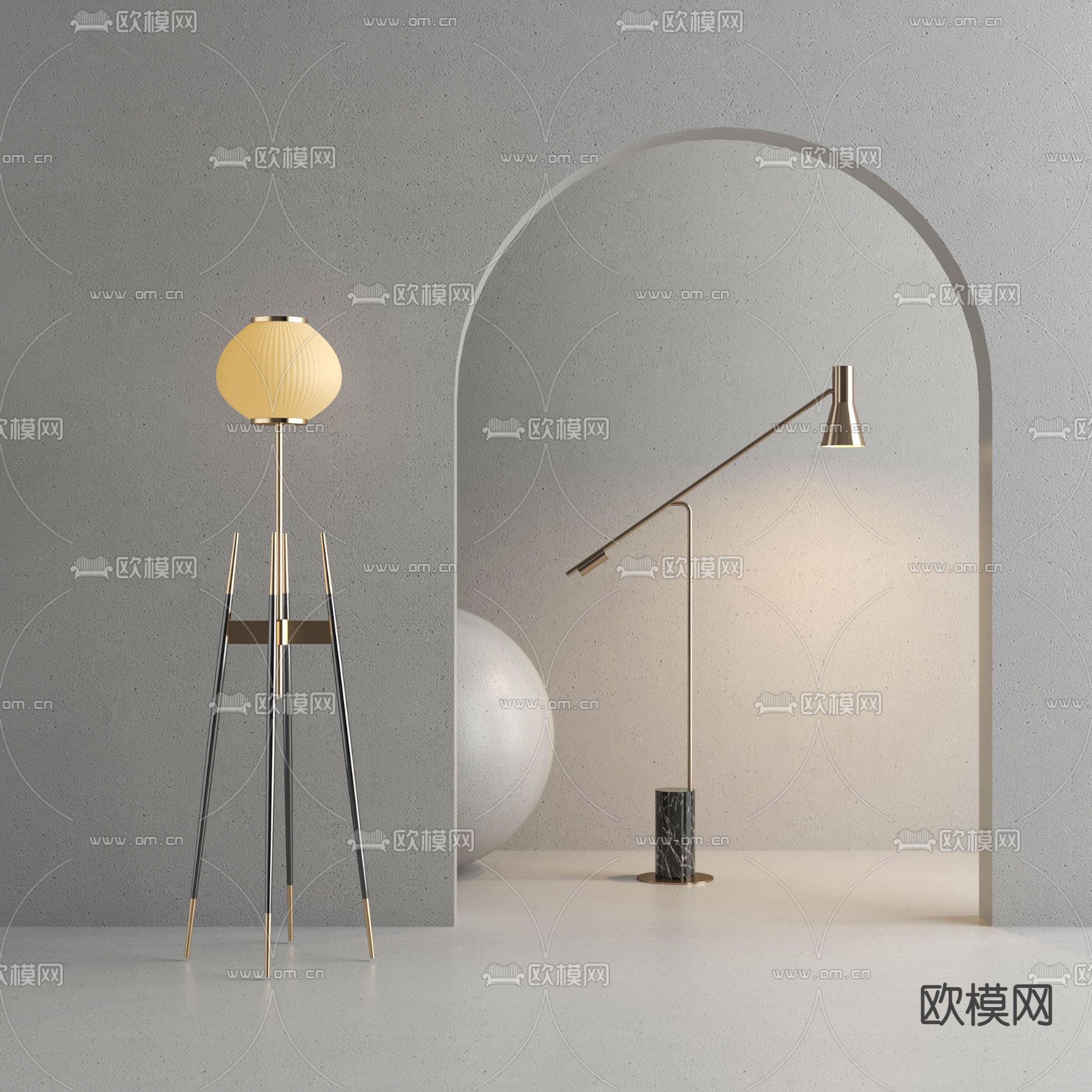 现代落地灯3d模型下载_ID13036728_3dmax免费模型-欧模网