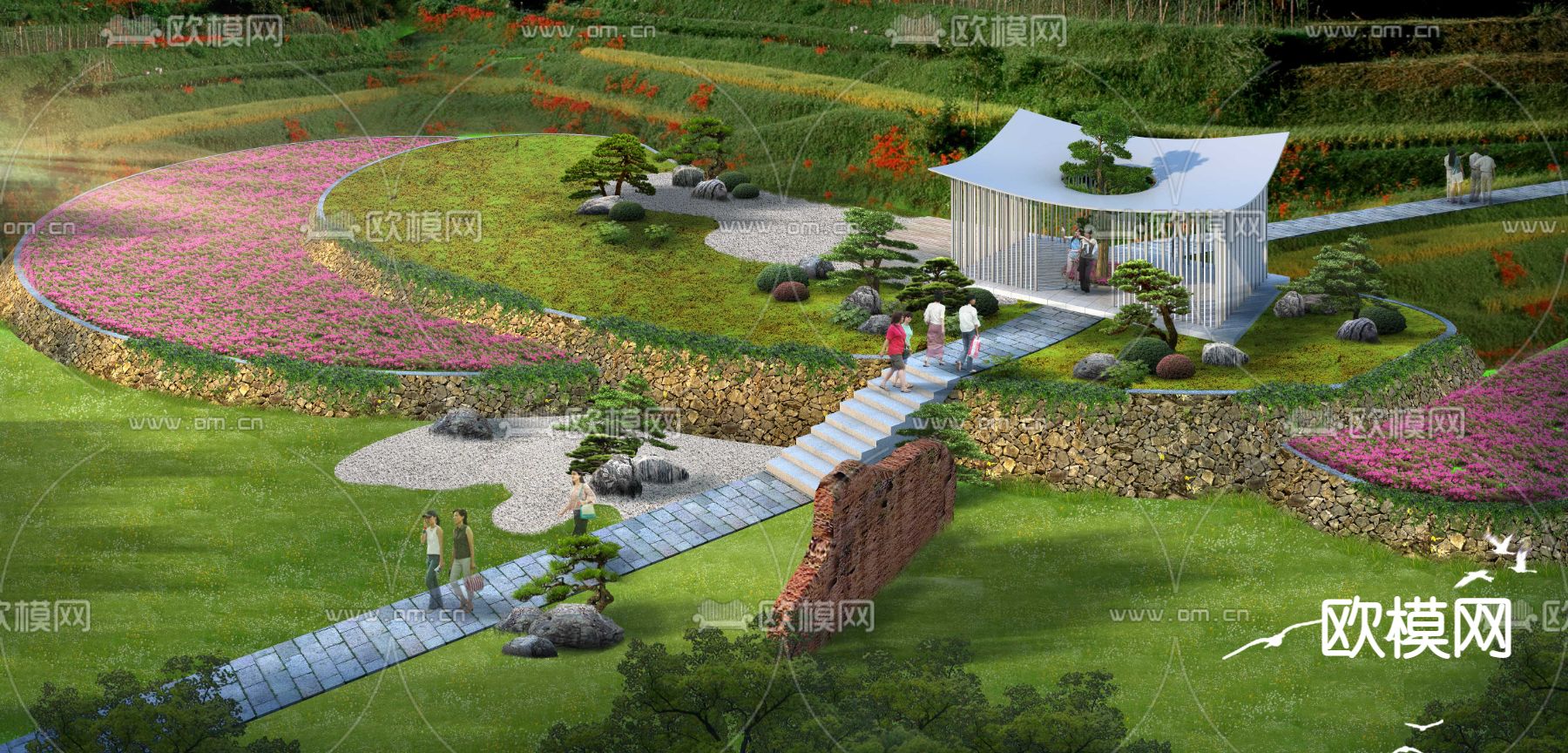 公园 花海景观PSD下载