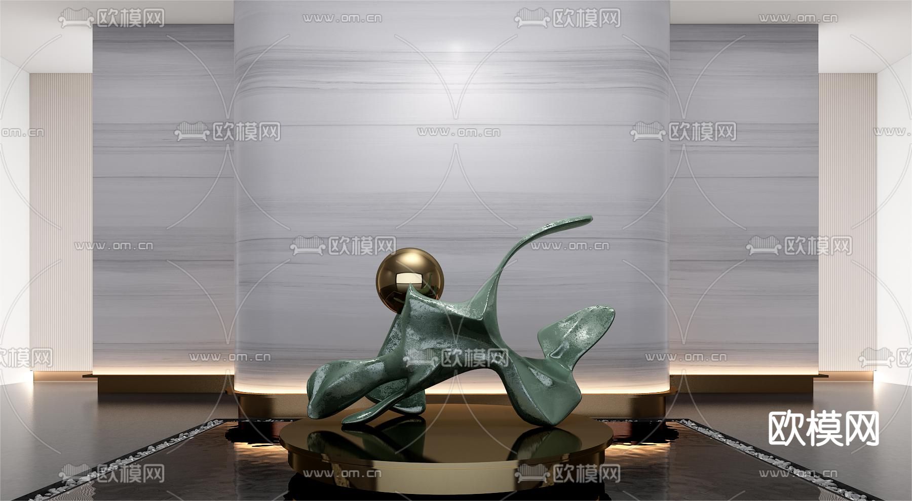 抽象雕塑 金属摆件3d模型下载